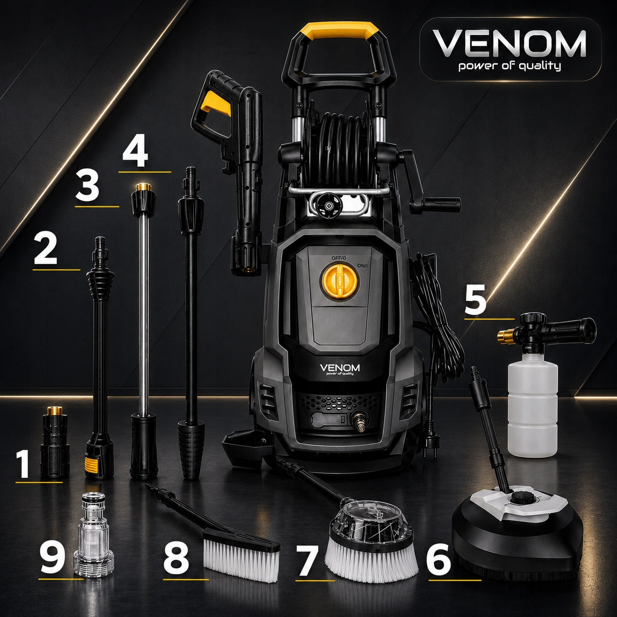 PRESSURE WASHER VENOM Pro PUMP ALU-BRASS RETRACTOR SET GIANT Packaging status original