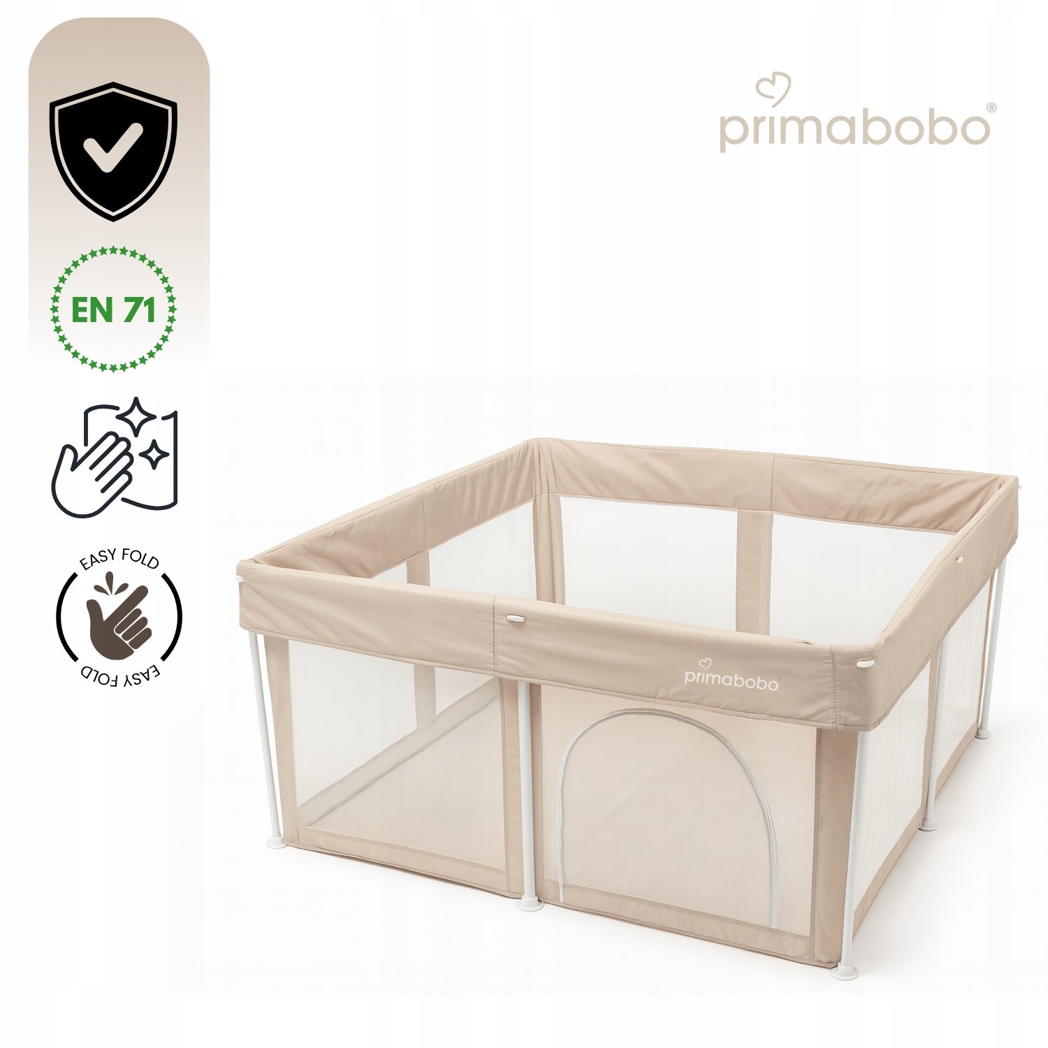 PRIMABOBO Baby Playpen TINA Folding Hiking Large 126x126cm Beige EAN (GTIN) 5904905023865