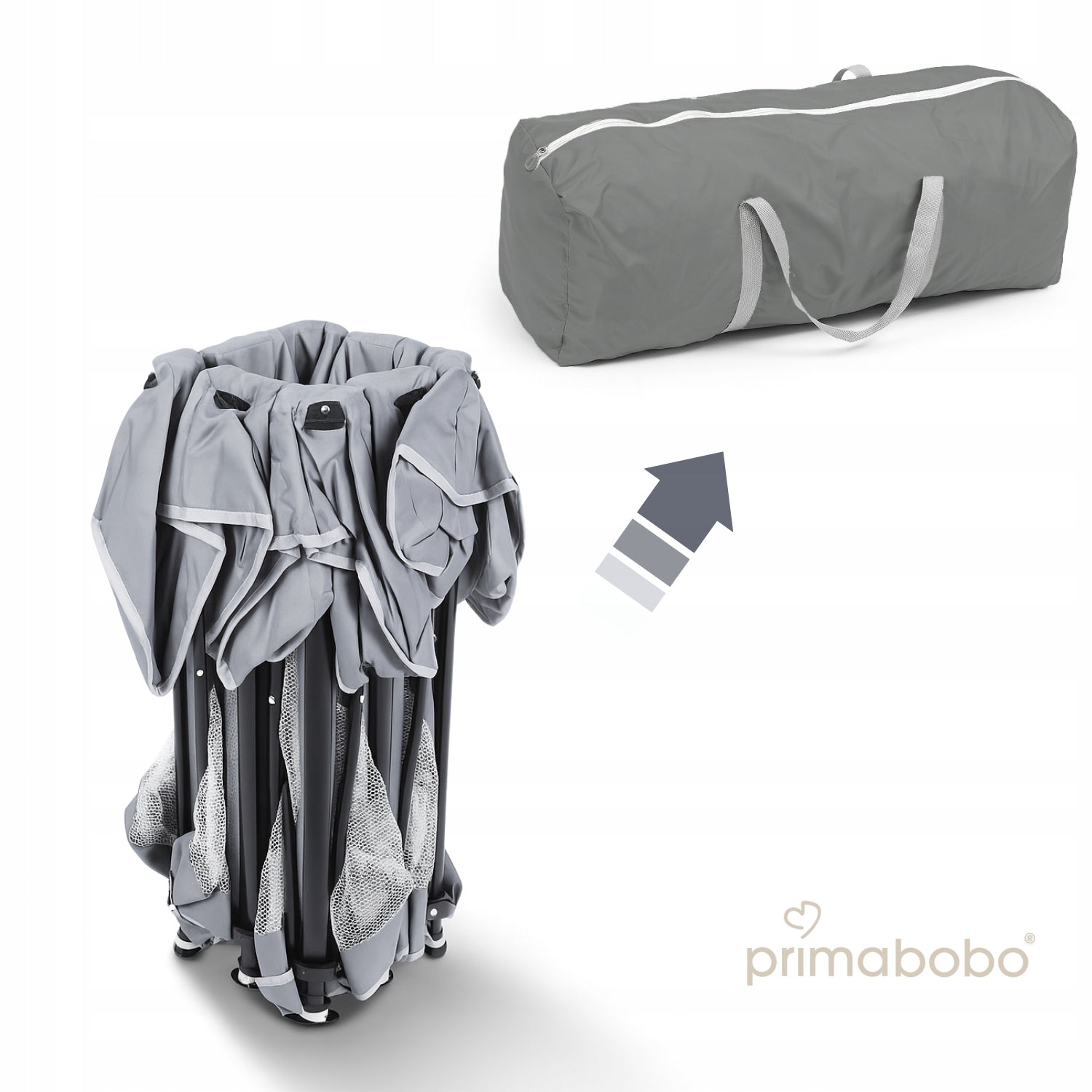 PRIMABOBO Baby Playpen TINA Folding Hiking Large 126x126cm Grey Manufacturer code Playpen2024A