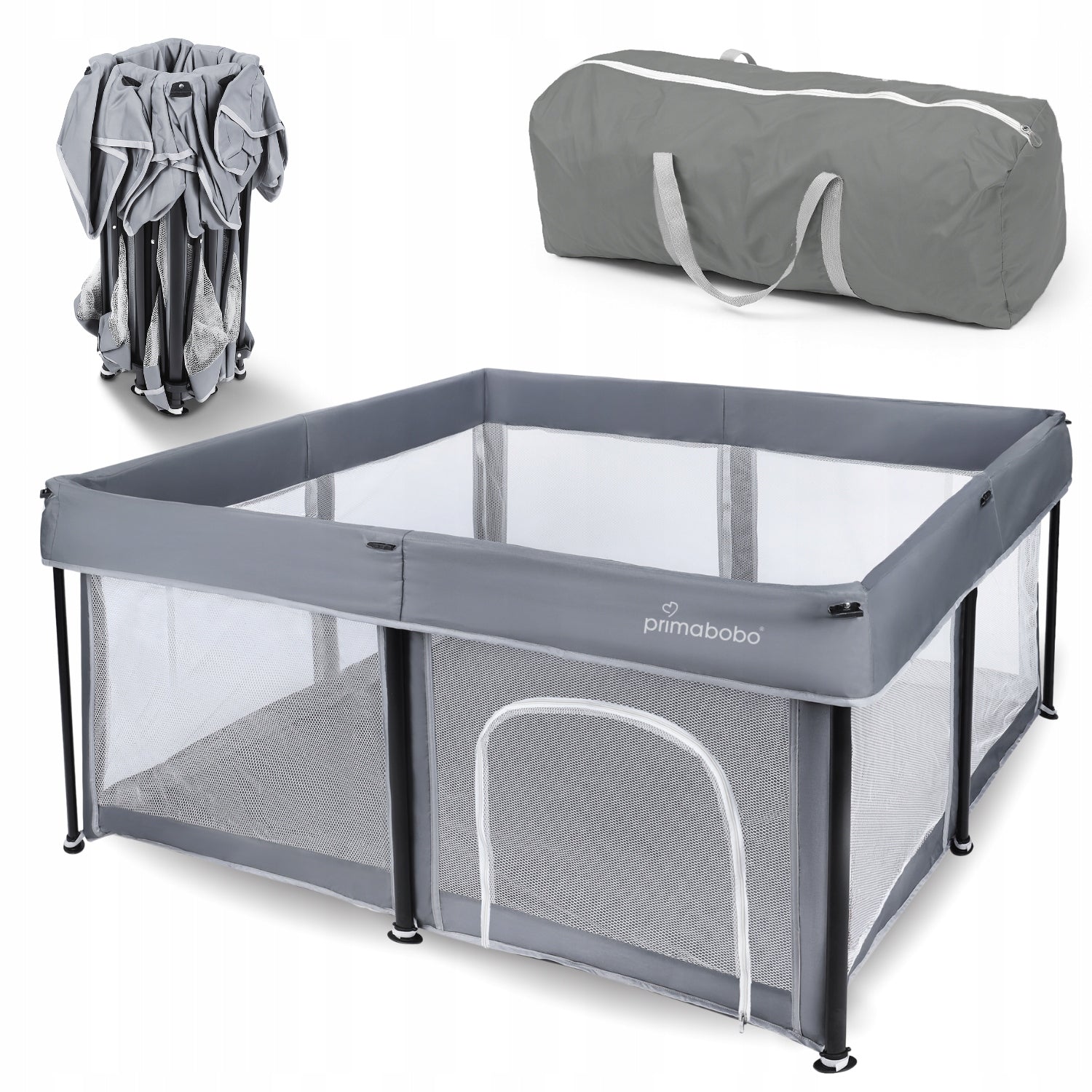 PRIMABOBO Baby Playpen TINA Folding Hiking Large 126x126cm Grey