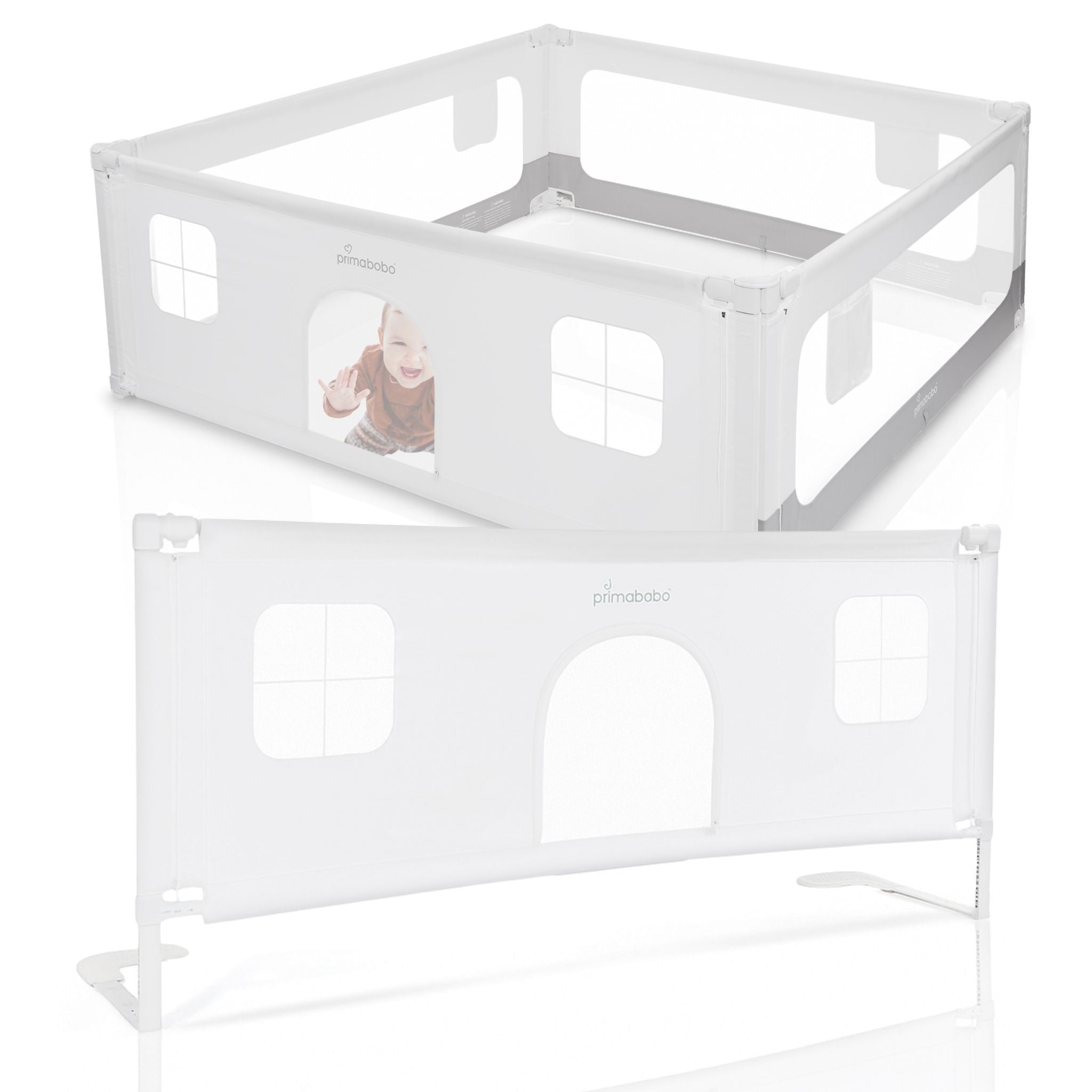 PRIMABOBO Bed barrier VELVO 200cm+, protective cover for children White