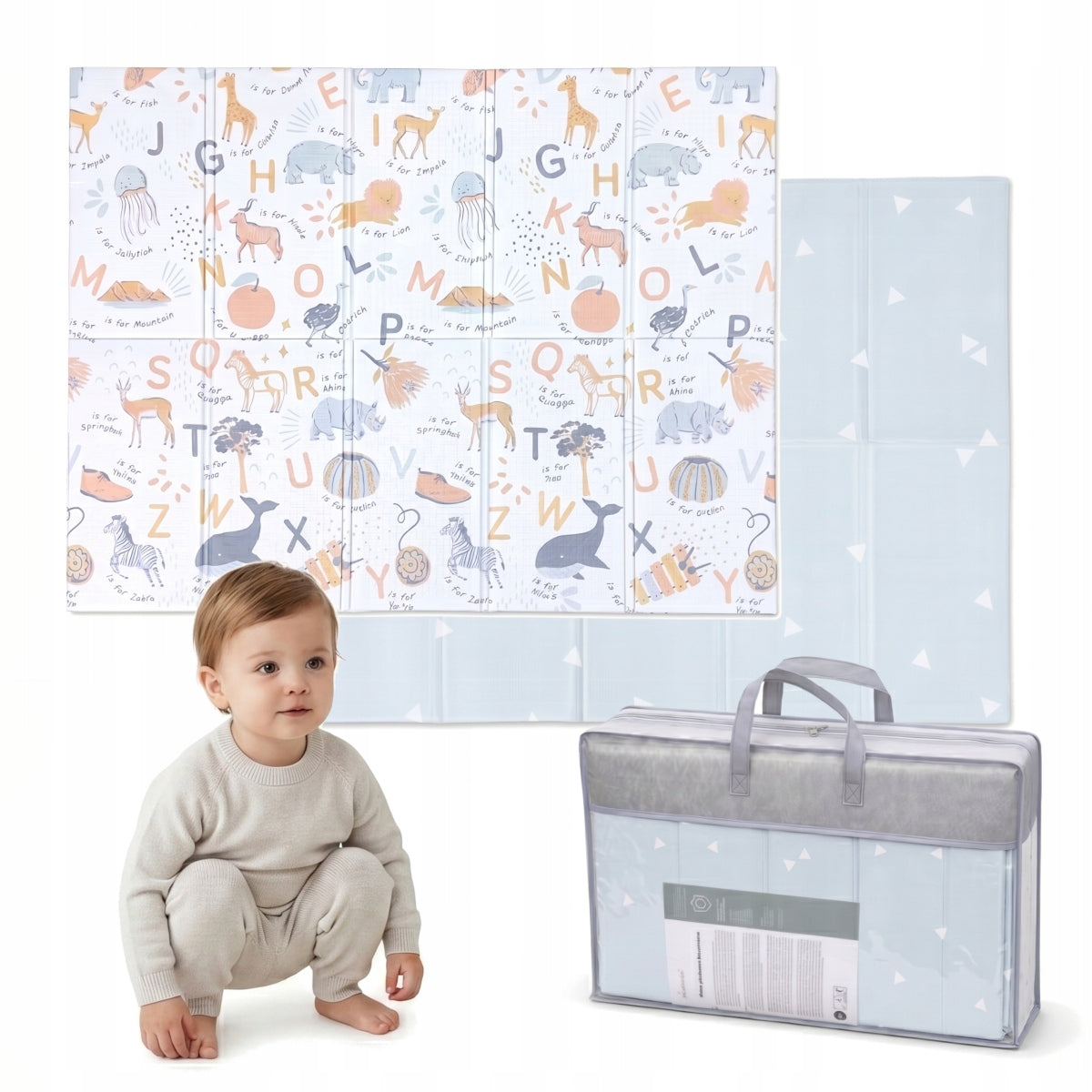 PRIMABOBO Foam Mat for children 120x180 Double-sided folding + bag BEIGE
