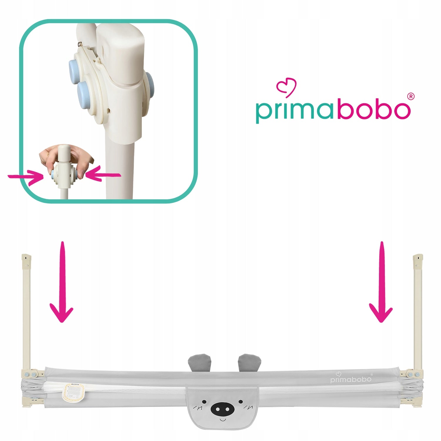 PRIMABOBO Protective barrier for bed BEAR 200cm FOLDING, for children GREY Manufacturer code BM01_SZ 200