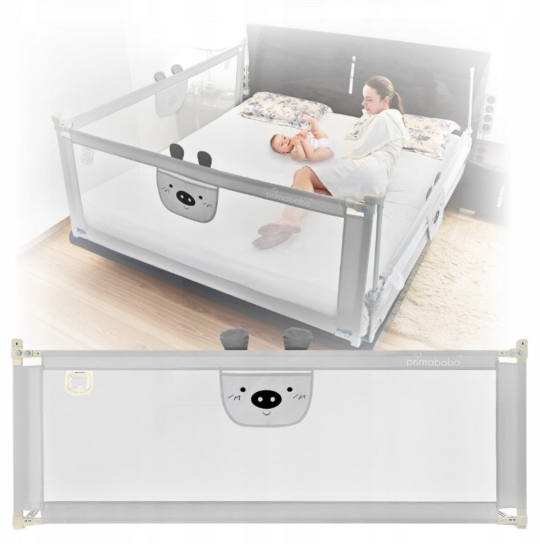 PRIMABOBO Protective barrier for bed BEAR 200x180cm 3 pcs Folding GREY Packaging status original