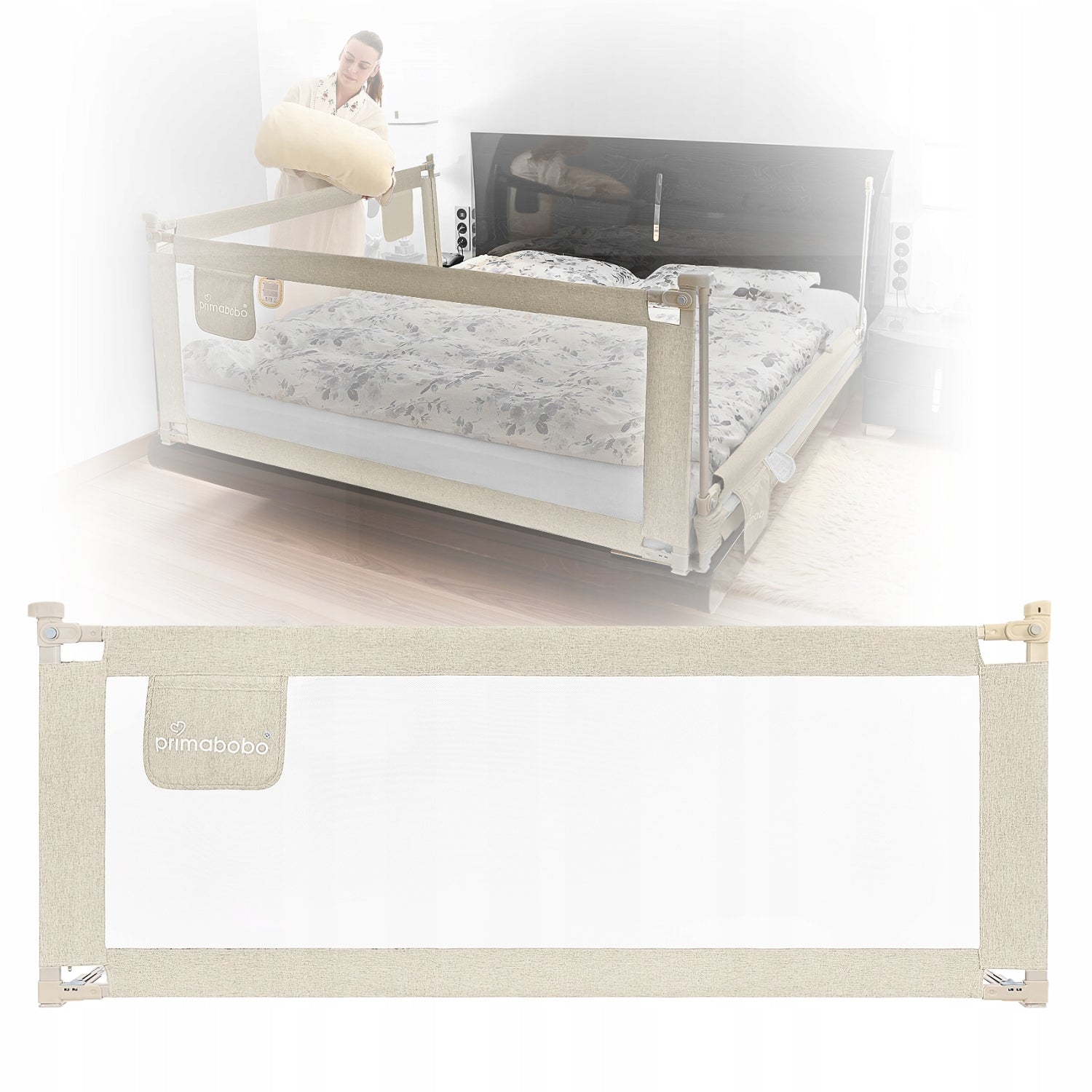 PRIMABOBO Protective barrier for bed CLASSIC 140cm for children HIGH BEIGE Packaging status original