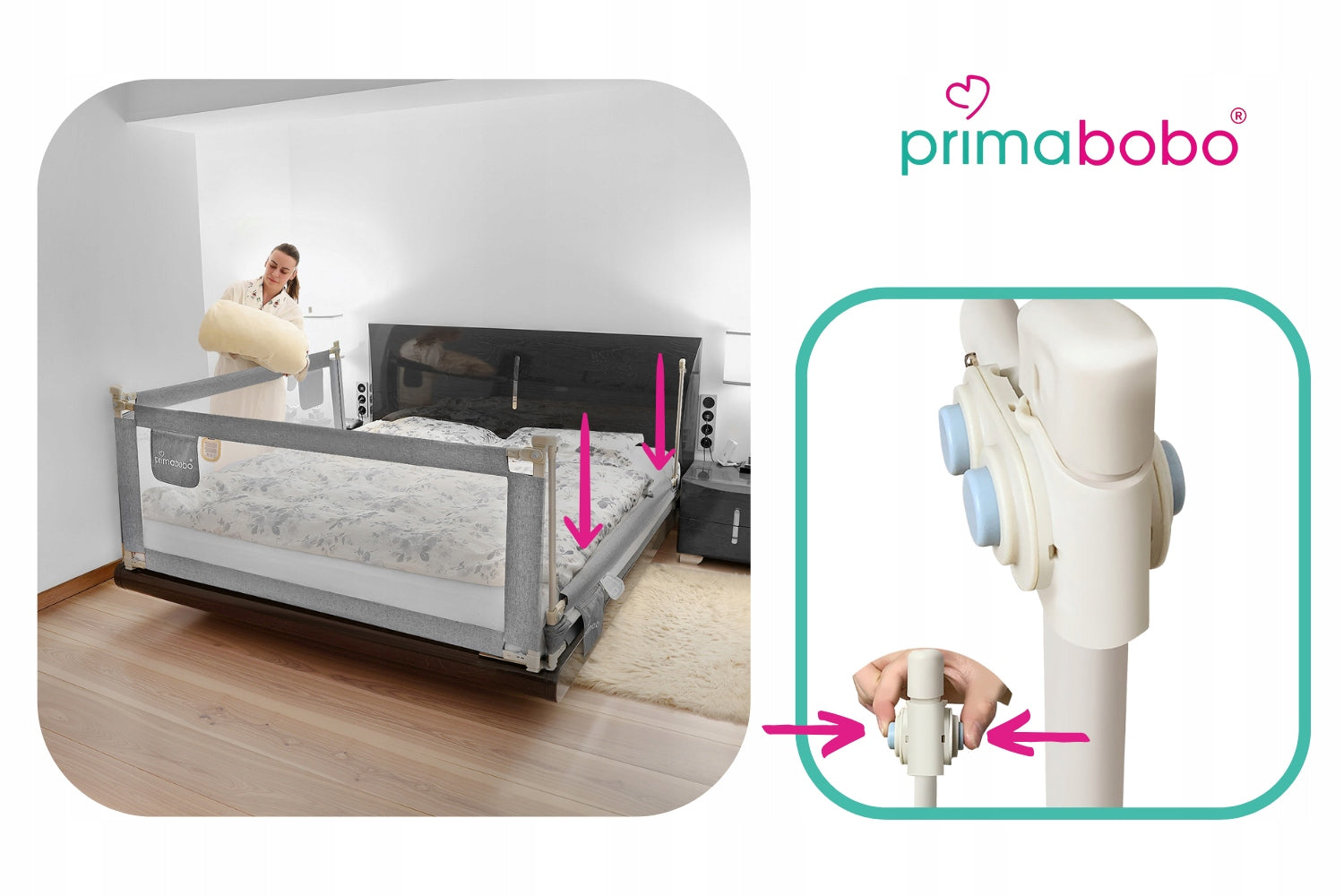 PRIMABOBO Protective barrier for bed CLASSIC 160cm for children HIGH GREY Manufacturer code BCL01_SZ 160