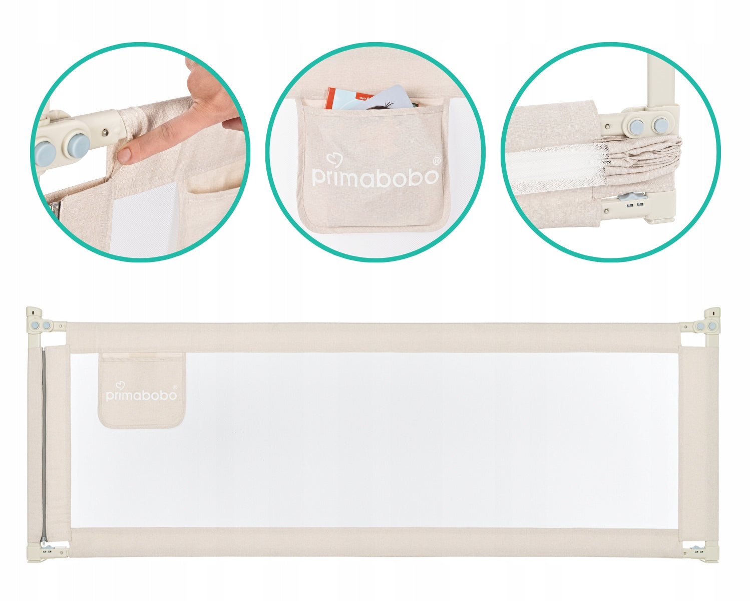 PRIMABOBO Protective barrier for bed CLASSIC 200cm for children HIGH BEIGE Manufacturer code BCL01_BE 200