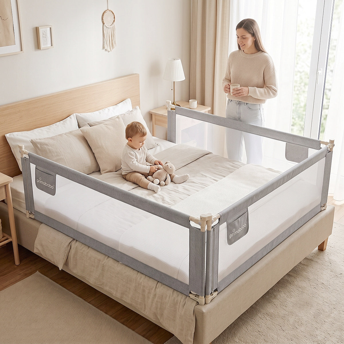 PRIMABOBO Protective barrier for bed CLASSIC 200x140cm 3 pcs Folding GREY Manufacturer code BCL01_SZ 200_140