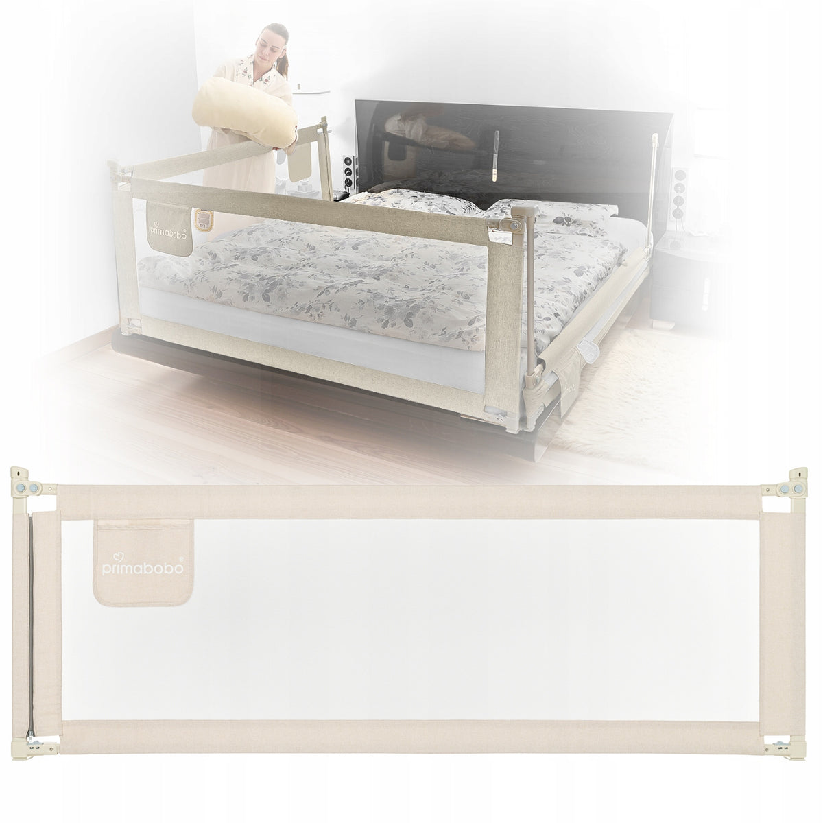 PRIMABOBO Protective barrier for bed CLASSIC 3x200cm 3 pcs Folding BEIGE Manufacturer code BCL01_BE 200_200