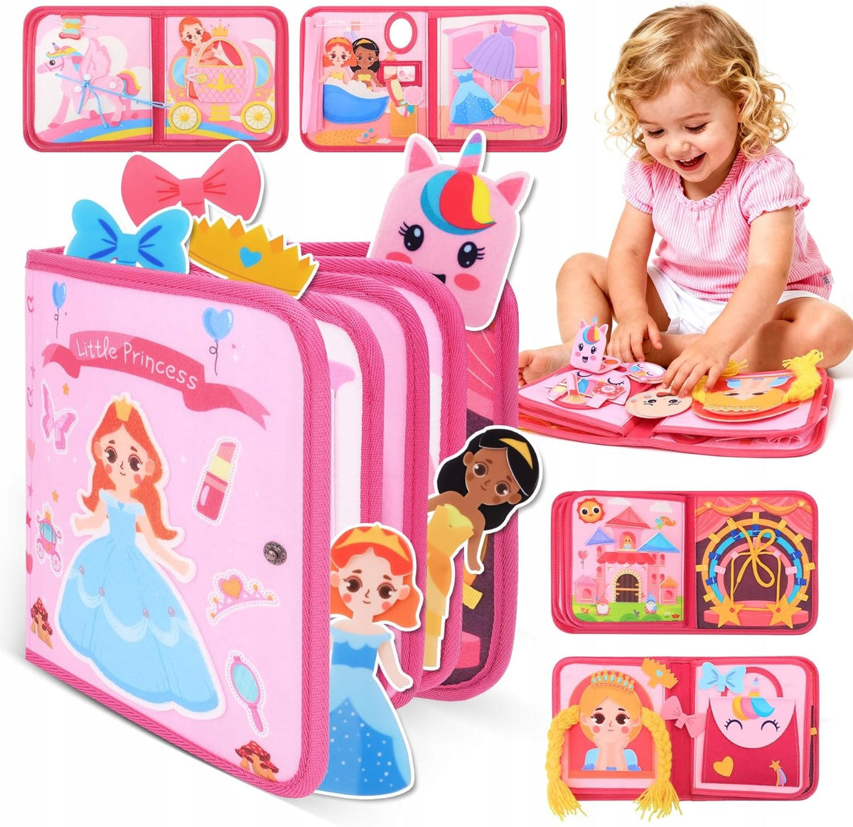 PRINCESS SENSORY TUBE FELT MANIPULATION BOARD GIFT 9XV
