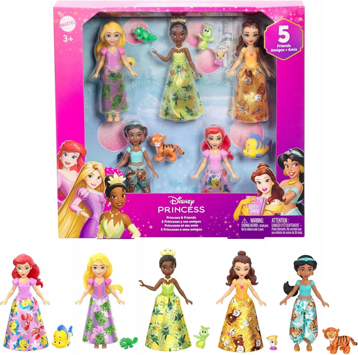 PRINCESSES DISNEY SET OF 5 PRINCESS DOLL FIGURINES ARIELKA RAPUNZEL