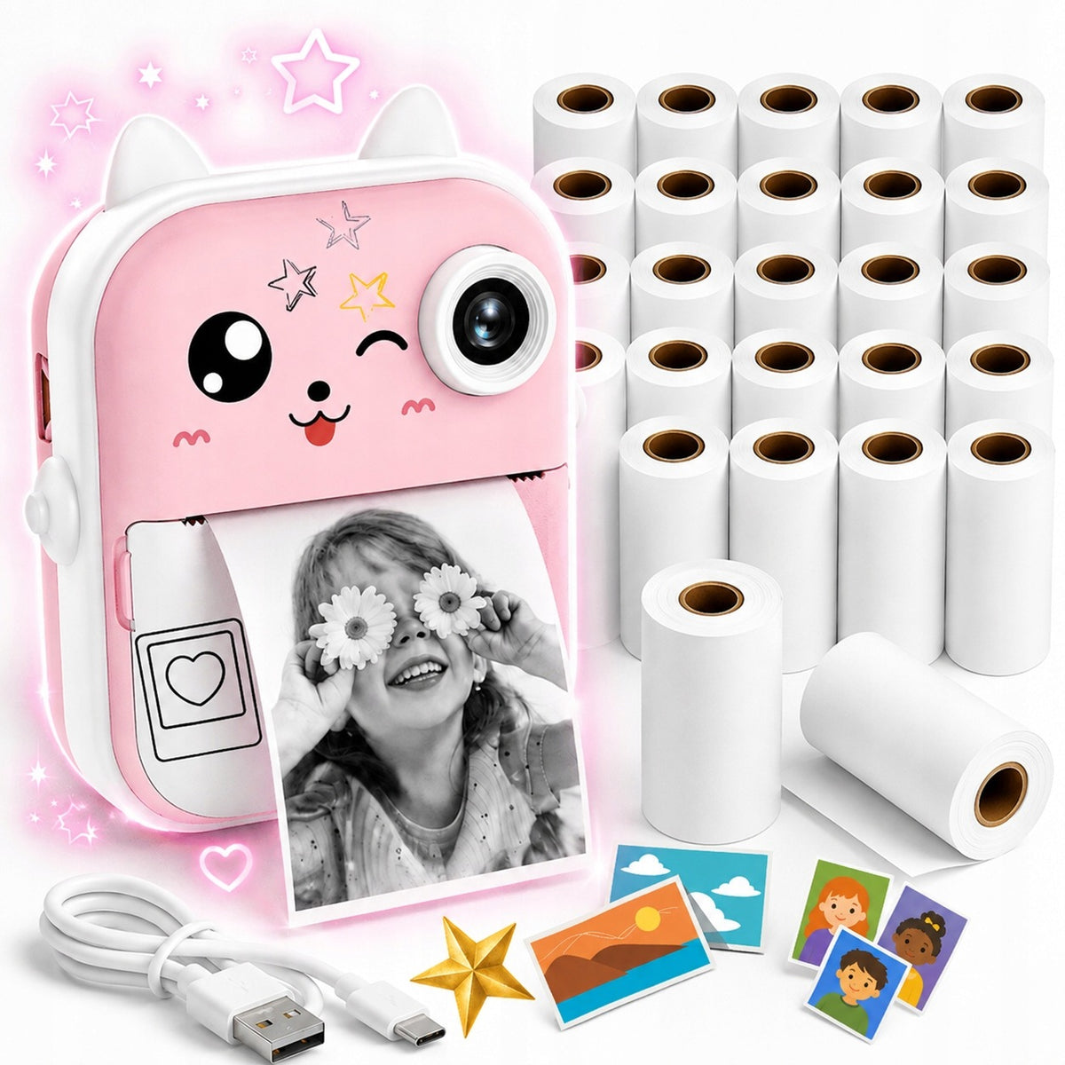 PRINT CAMERA MINI THERMAL PRINTER FOR CHILDREN 23 ROLLS INSTANT