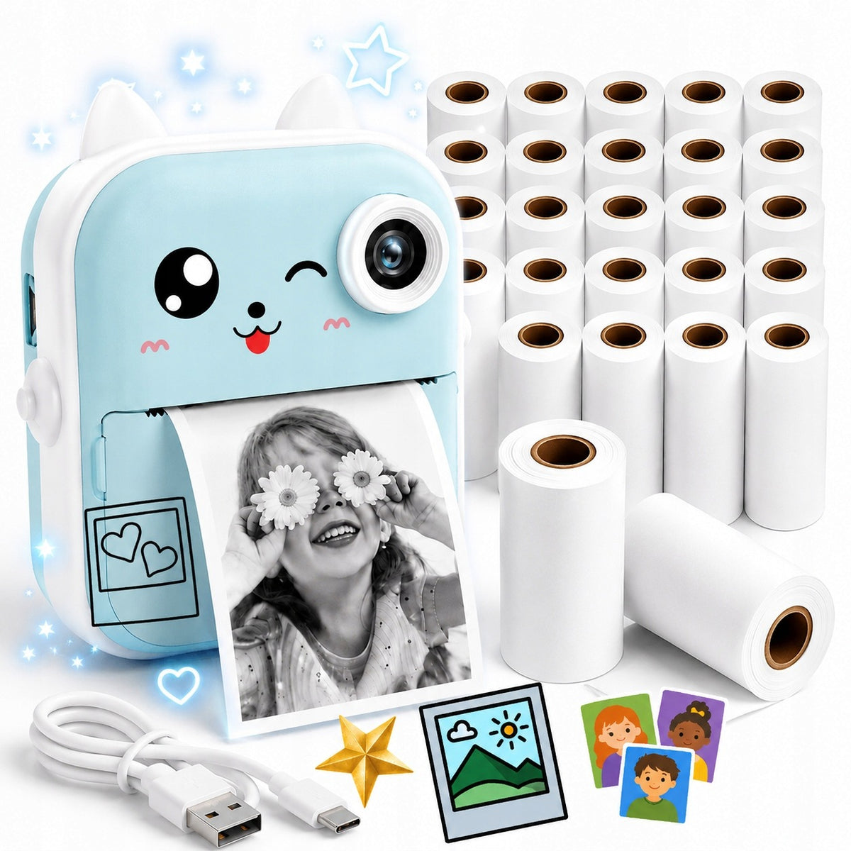 PRINT CAMERA MINI THERMAL PRINTER FOR CHILDREN 23 ROLLS INSTANT