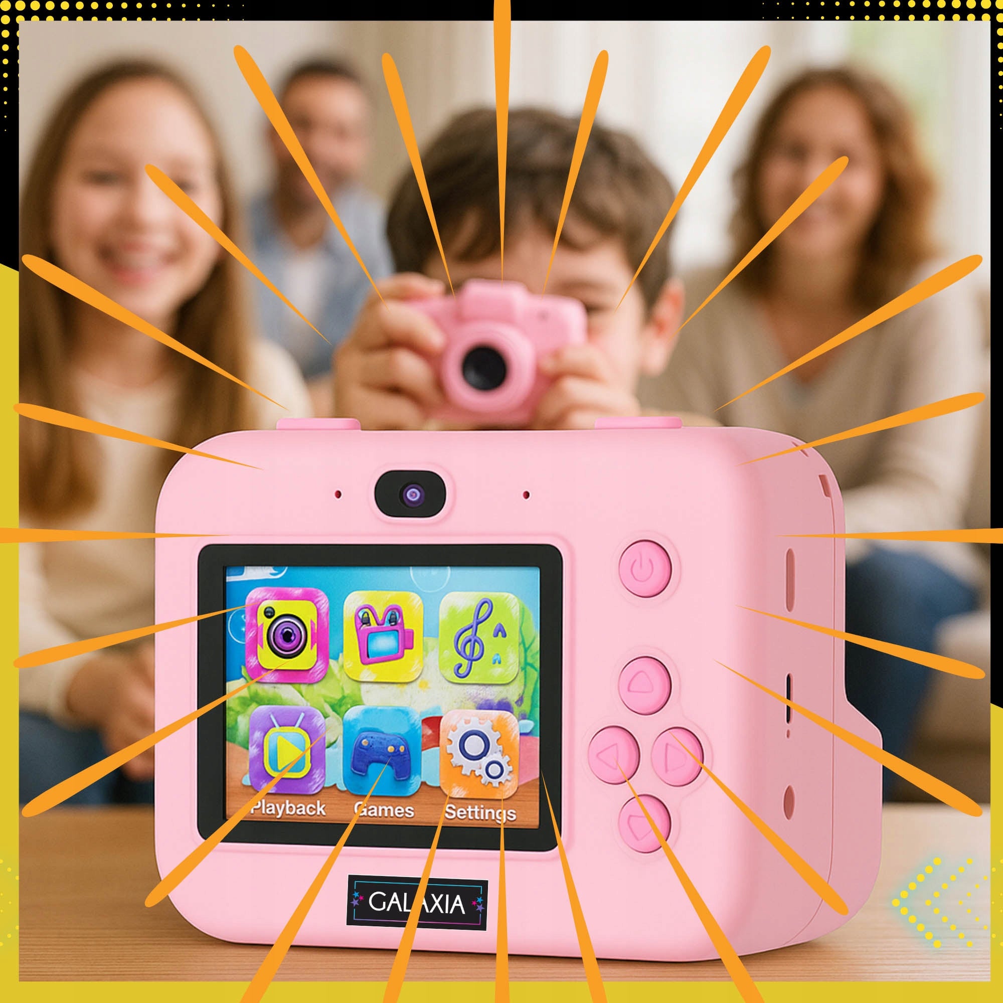 PRINT INSTANT CAMERA FOR KIDS MINI PRINTER 13 ROLLS AND 32GB CARD Manufacturer code Aparat Drukujący Dziecięcy Różowy GALAXIA