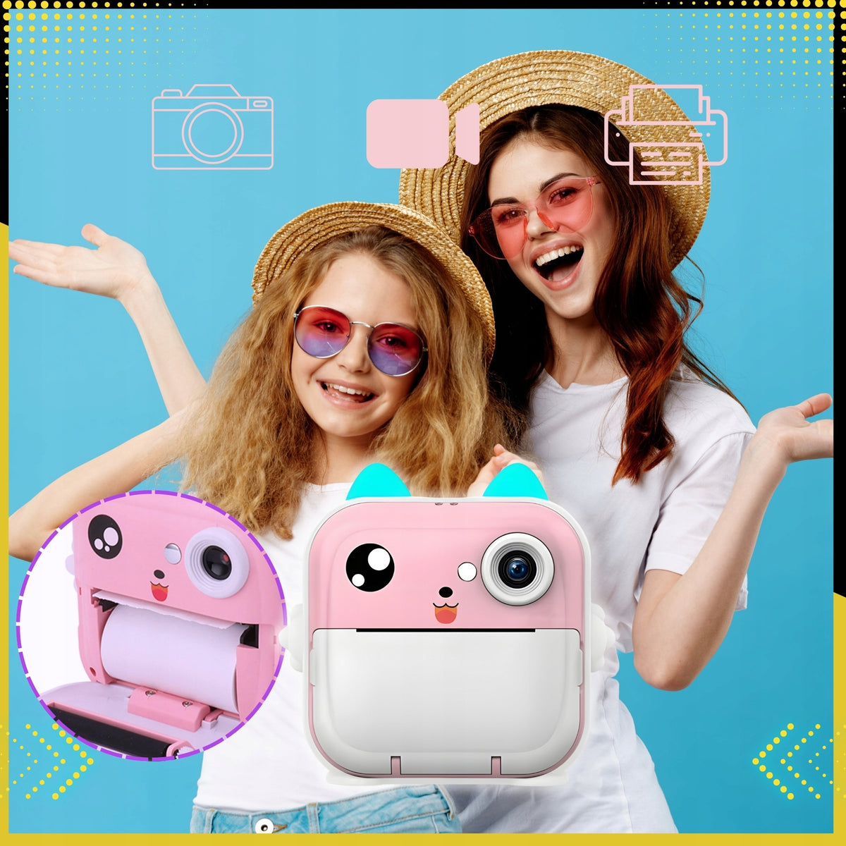 PRINT MINI THERMAL PRINTER FOR CHILDREN 13 ROLLS INSTANT CAMERA Brand GALAXIA