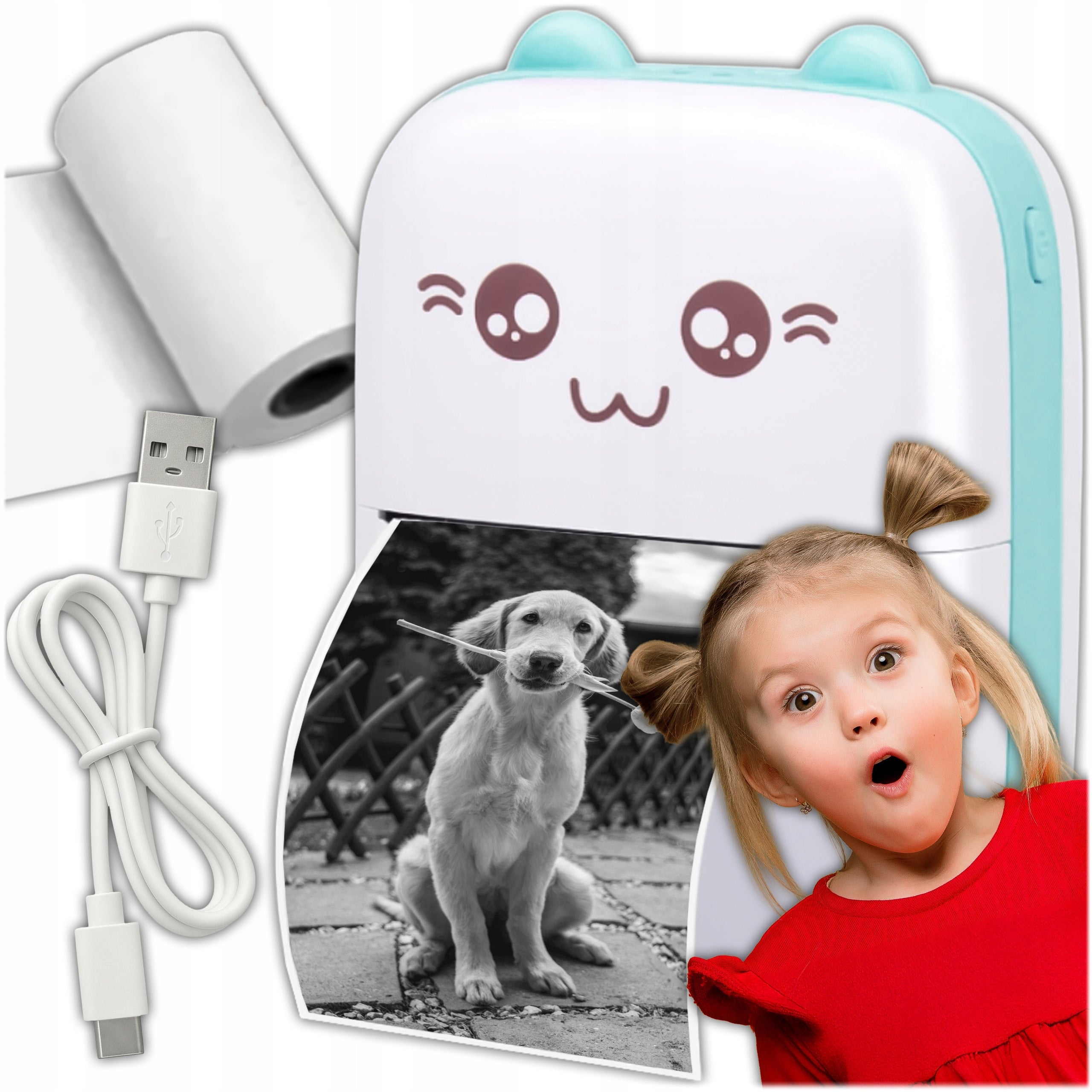 PRINT MINI THERMAL PRINTER FOR CHILDREN INSTANT CAMERA + 1 ROLL