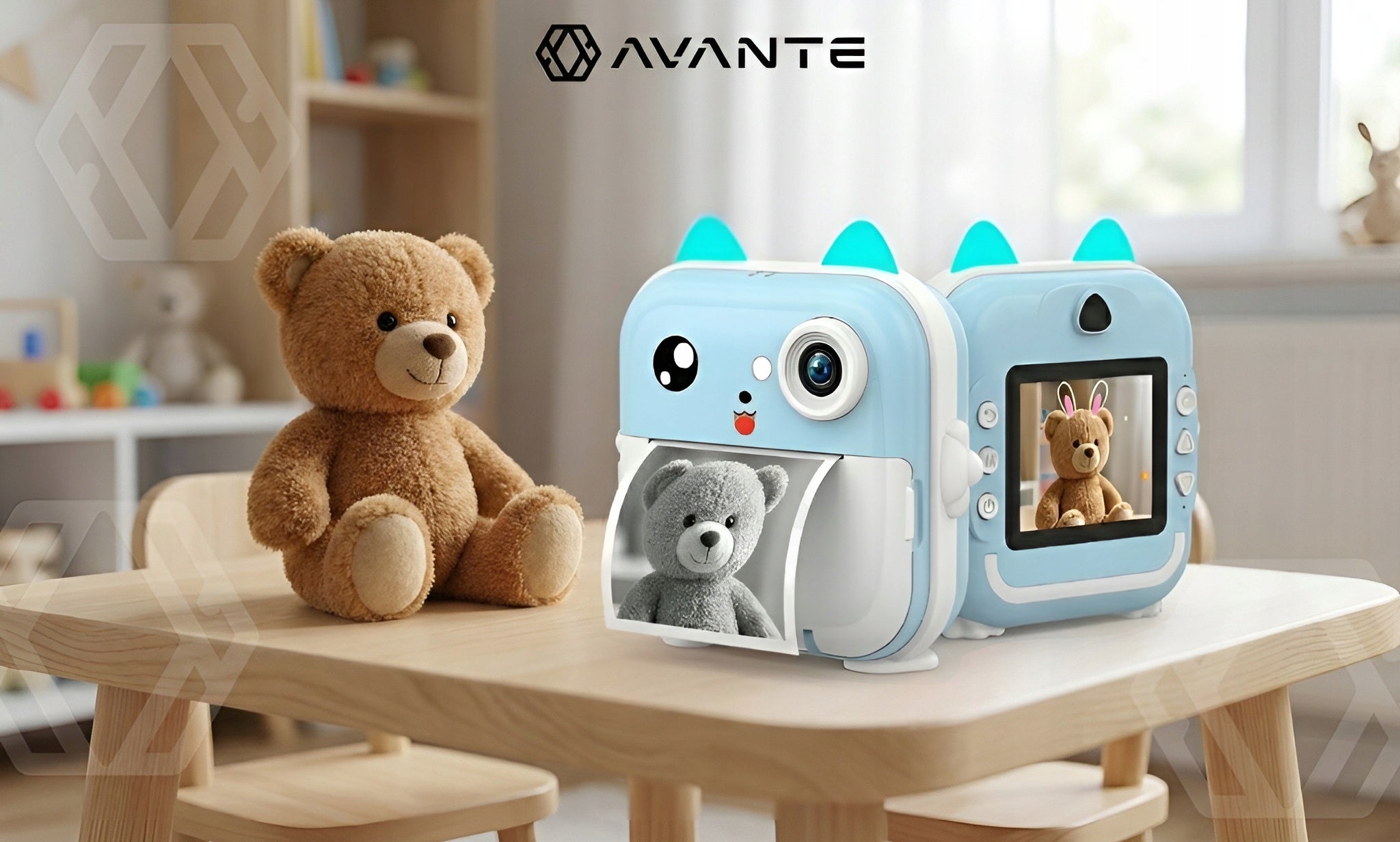 PRINT MINI THERMAL PRINTER INSTANT CAMERA FOR CHILDREN + 21 ROLLS Manufacturer code DRUKUŚ 6.0 NIEBIESKI IDEALNY PREZENT ŚWIĘTA