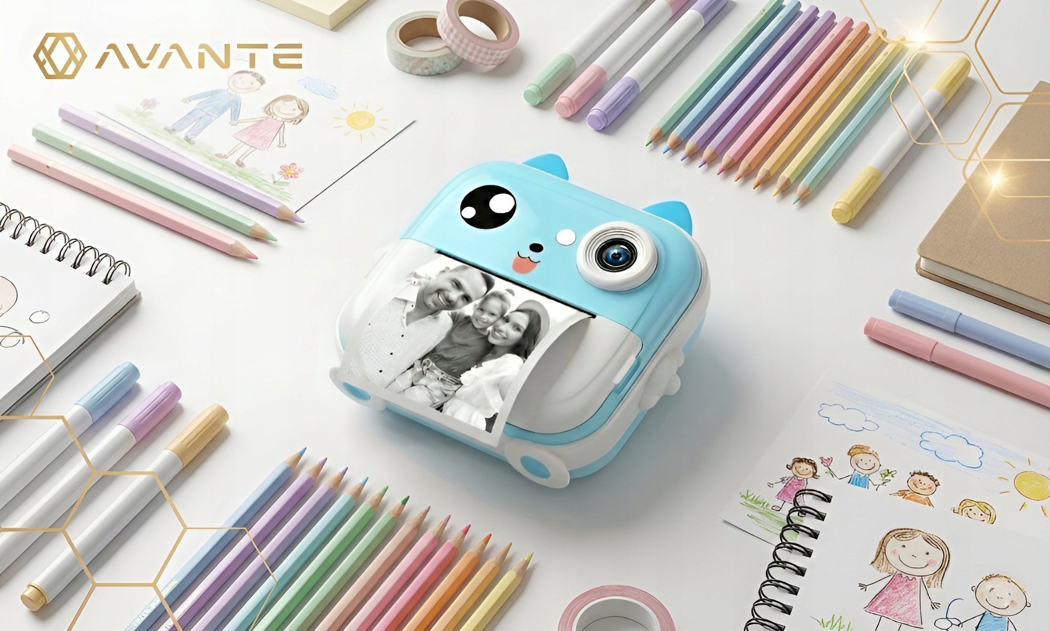 PRINT MINI THERMAL PRINTER INSTANT CAMERA FOR CHILDREN + 21 ROLLS Packaging status original