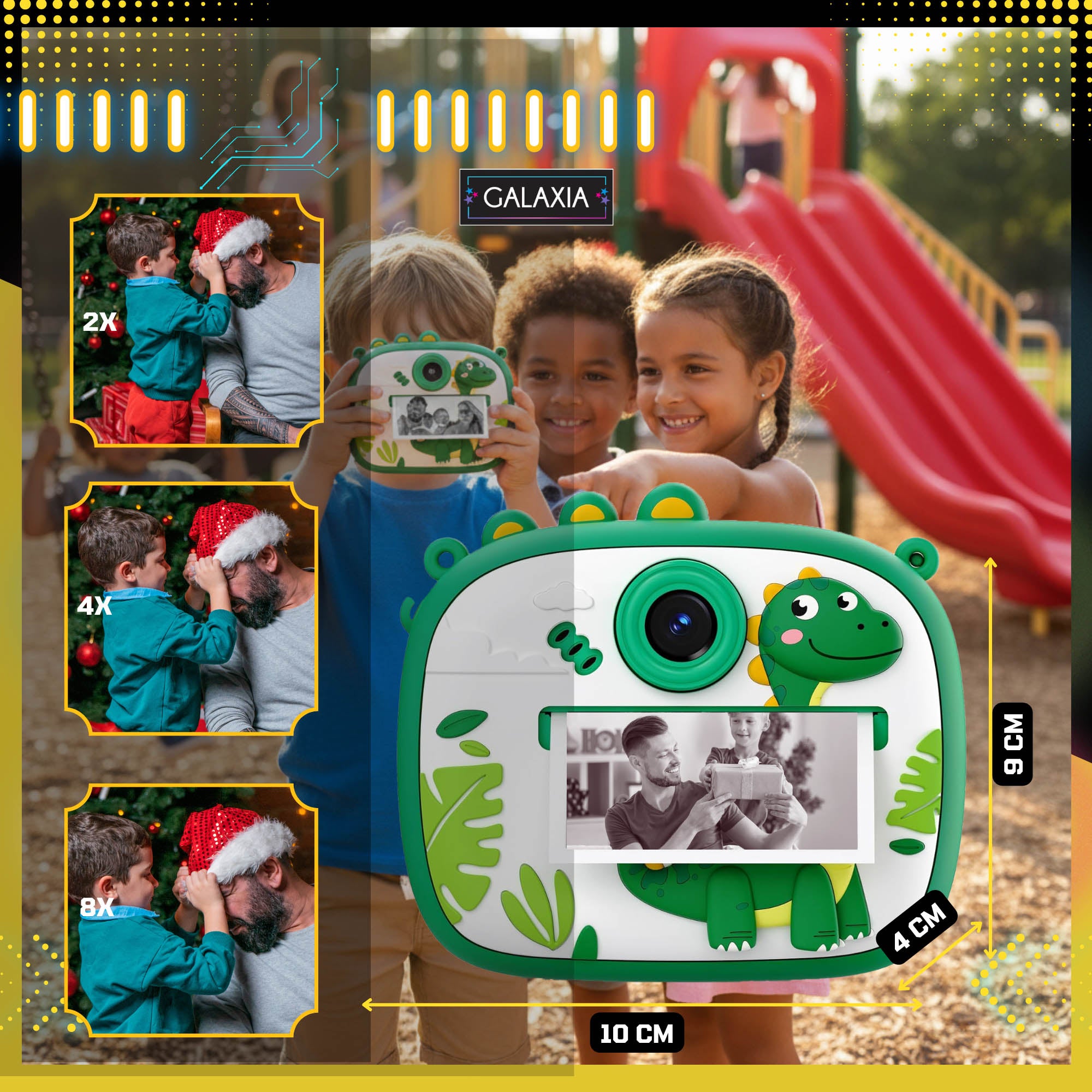PRINTING INSTANT CAMERA FOR KIDS MINI THERMAL PRINTER AND 12 ROLLS Manufacturer code Aparat drukujący dla dzieci zielony dinozaur