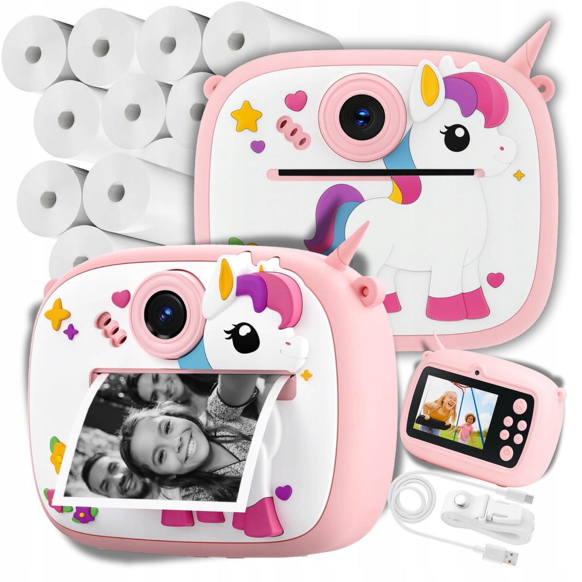 PRINTING INSTANT CAMERA FOR KIDS MINI THERMAL PRINTER AND 12 ROLLS