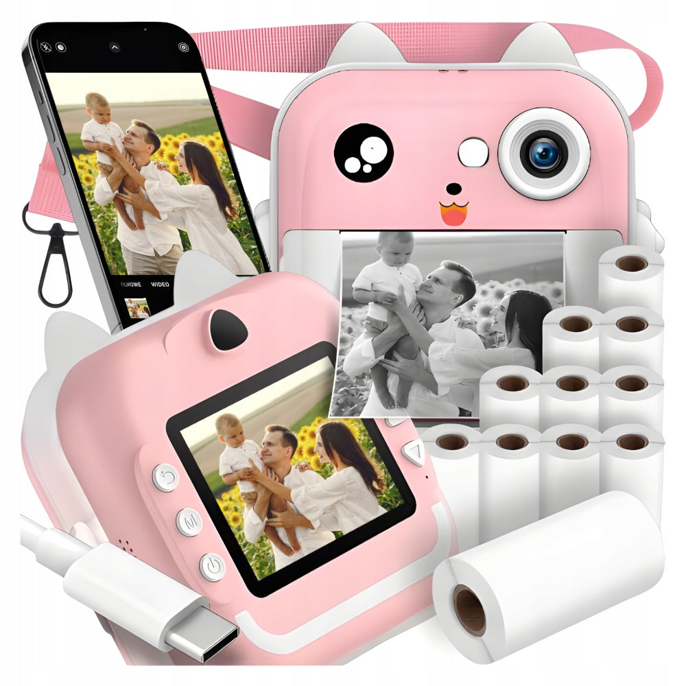 PRINTING INSTANT CAMERA FOR KIDS MINI THERMAL PRINTER AND 13 ROLLS