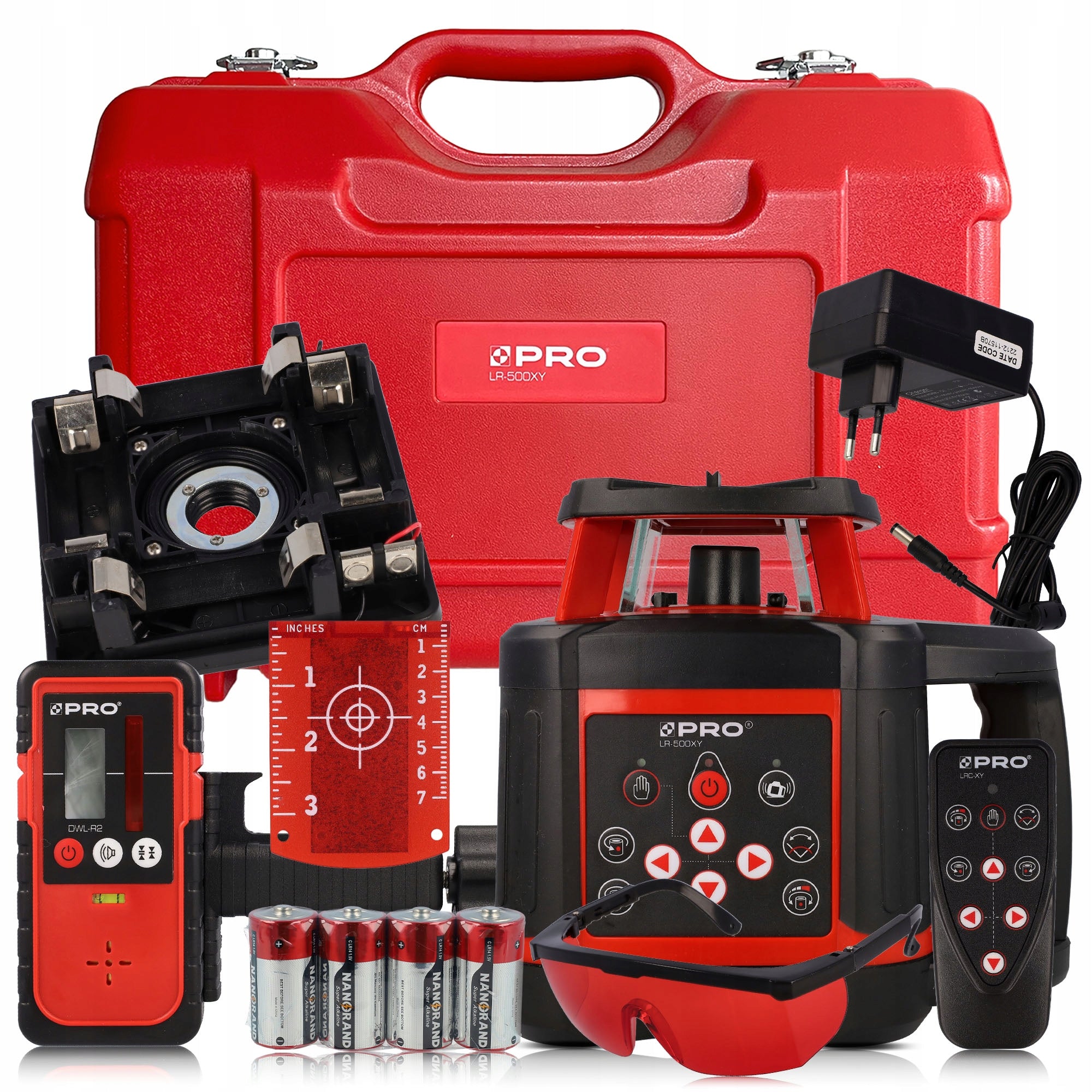PRO LR-500XY ROTARY LASER LEVELER WITH DWL-R2 SENSOR Power supply batteries