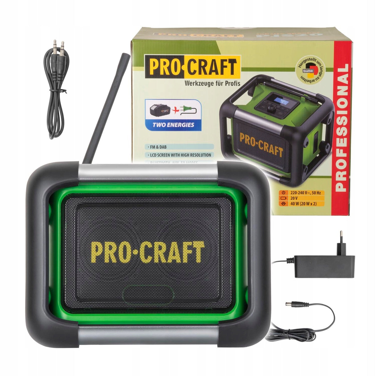 PROCRAFT Battery construction radio PJS20 DAB+, FM, Bluetooth 5.3,