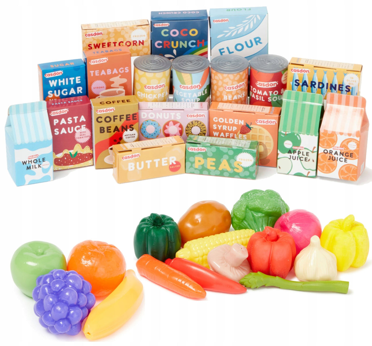 PRODUCTS GROCERY SHOPPING FOR CHILDREN PLASTIC VEGETABLES FRUIT SET CASDON EAN (GTIN) 5011551001052