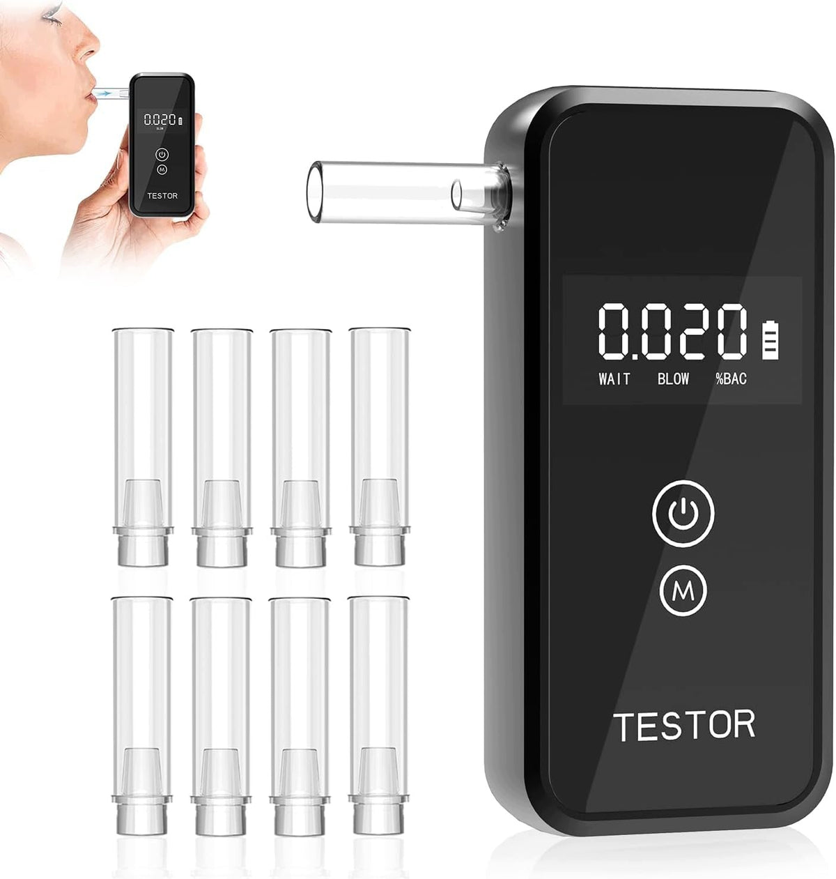 PROFESSIONAL BREATHALYZER 8 MOUTHPIECES ACCURACY AS POLICE 2026 NEW