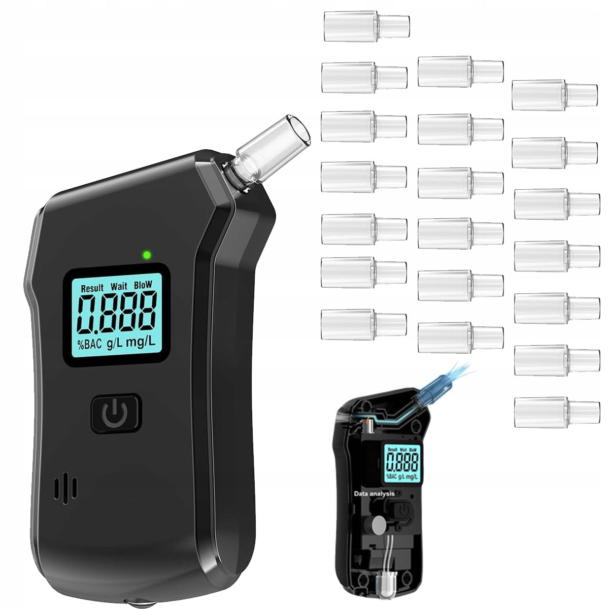 PROFESSIONAL BREATHALYZER + CASE 20 MOUTHPIECES ACCURACY AS POLICE