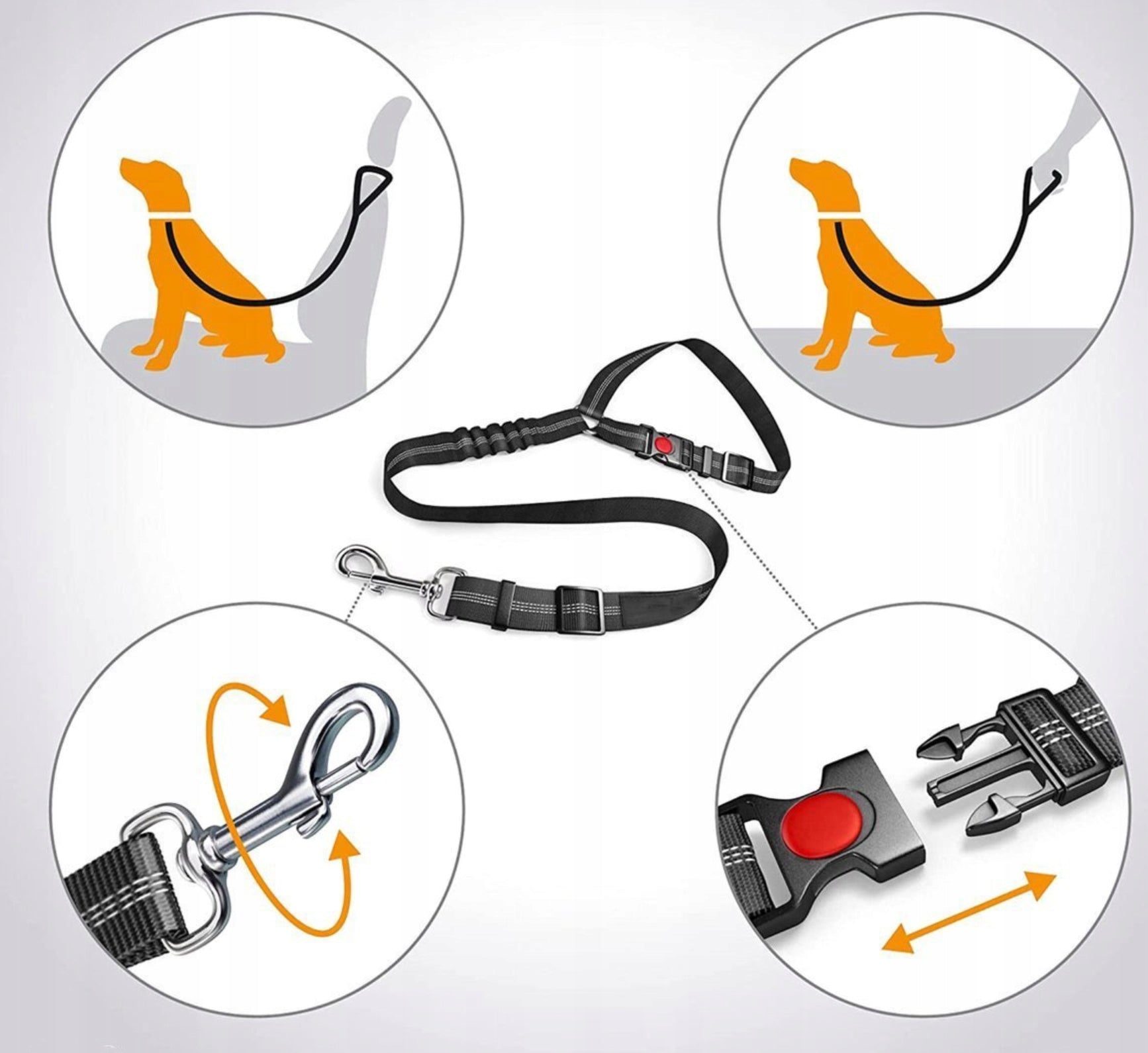 PROFESSIONAL CAT DOG SAFETY BELT FOR CAR Manufacturer code Pas dla psa do samochodu, 2 w 1