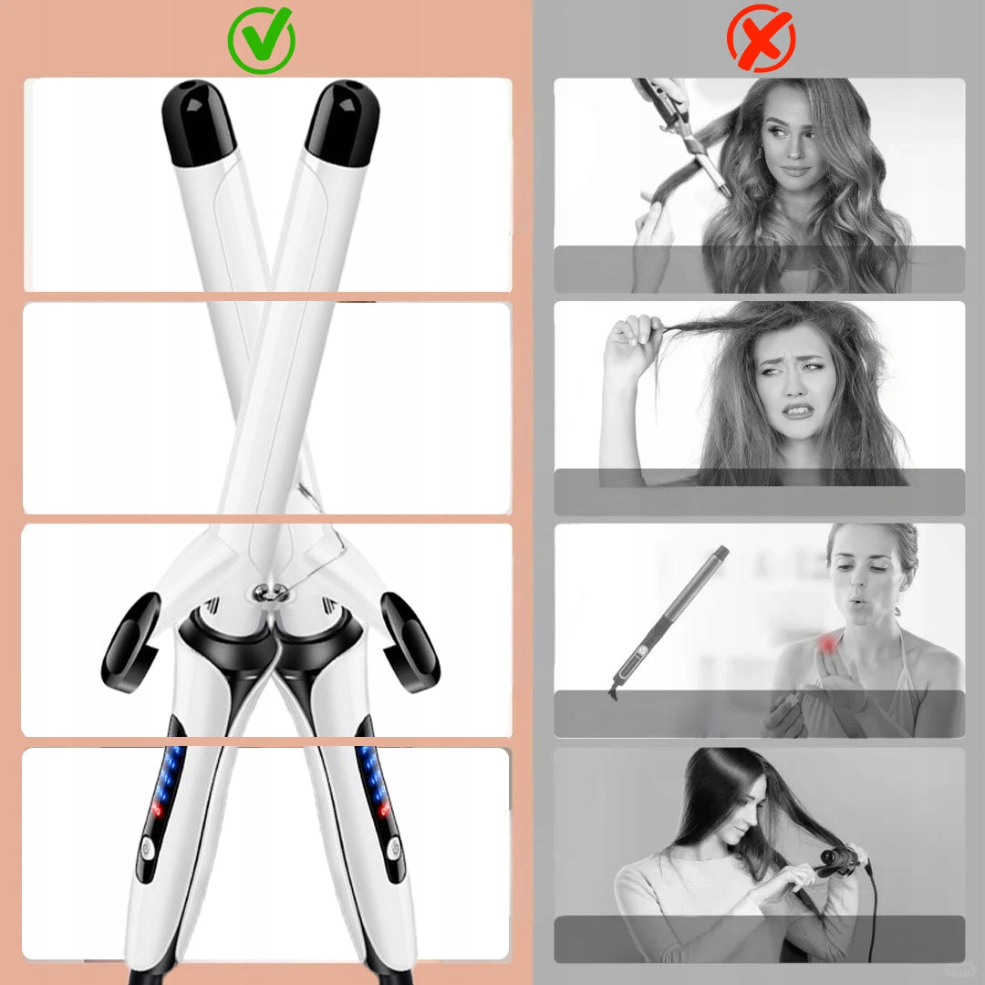 PROFESSIONAL CERAMIC HAIR CURLER 22 MM, CURLING IRON, PLIERS Dominant color white