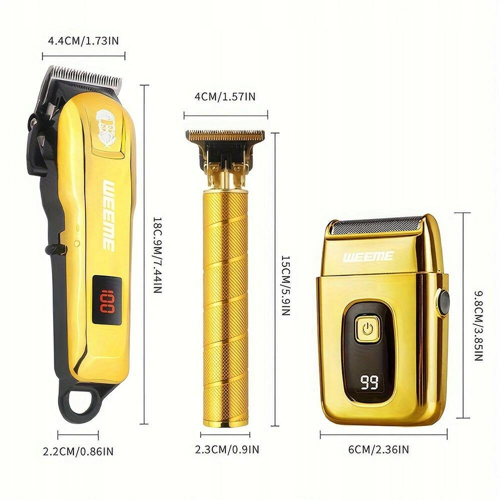 PROFESSIONAL CORDLESS CLIPPER WET&DRY USB SET 11IN1 Dominant color yellow/gold
