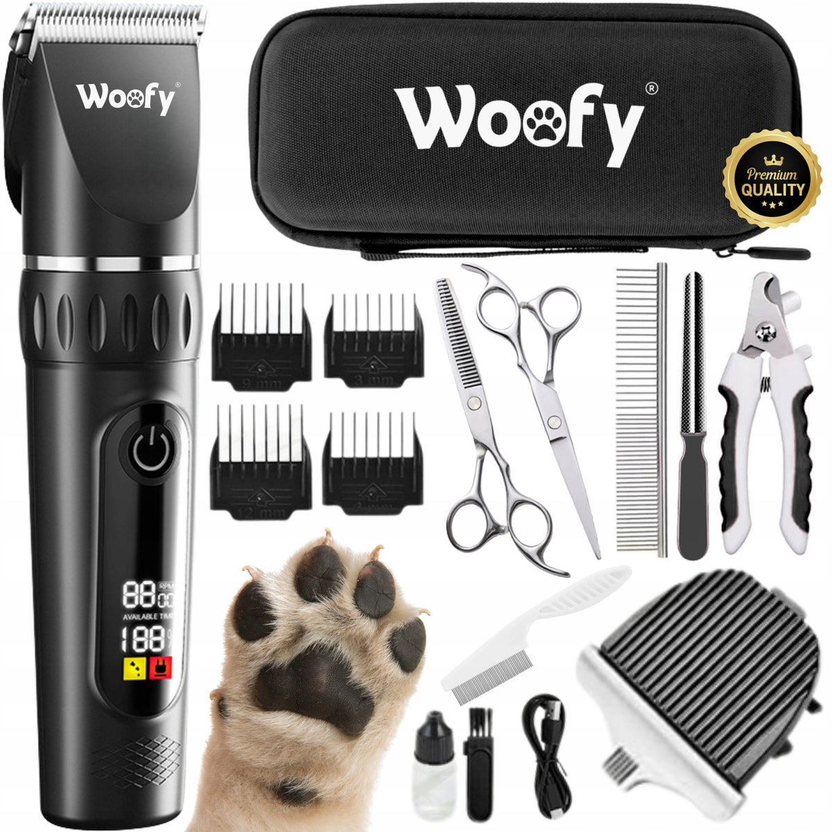 PROFESSIONAL DOG CLIPPER QUIET DOG TRIMMER 18in1 + CASE