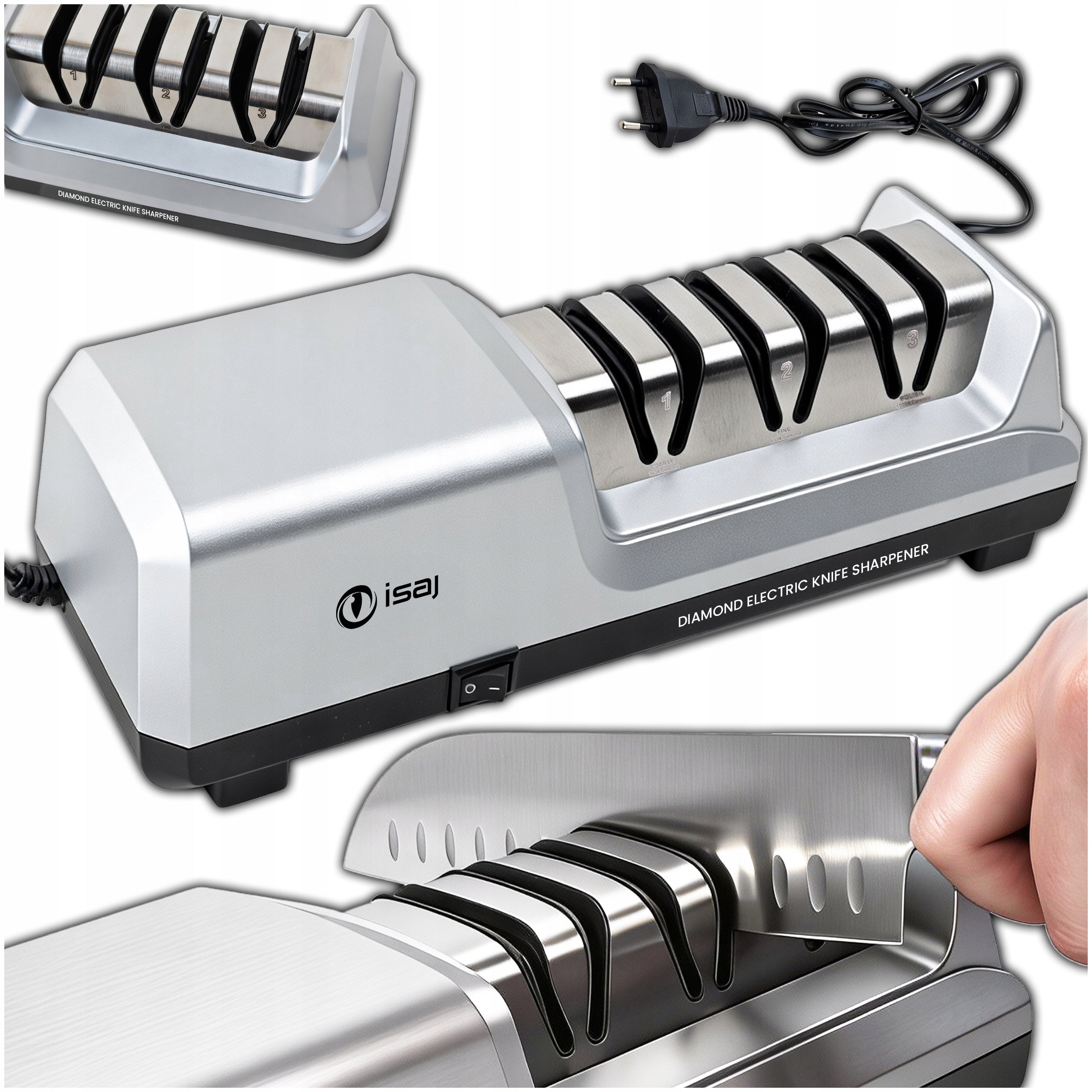 PROFESSIONAL ELECTRIC DIAMOND SHARPENER FOR WHETSTONE KNIVES ISAJ SHA1 3IN1