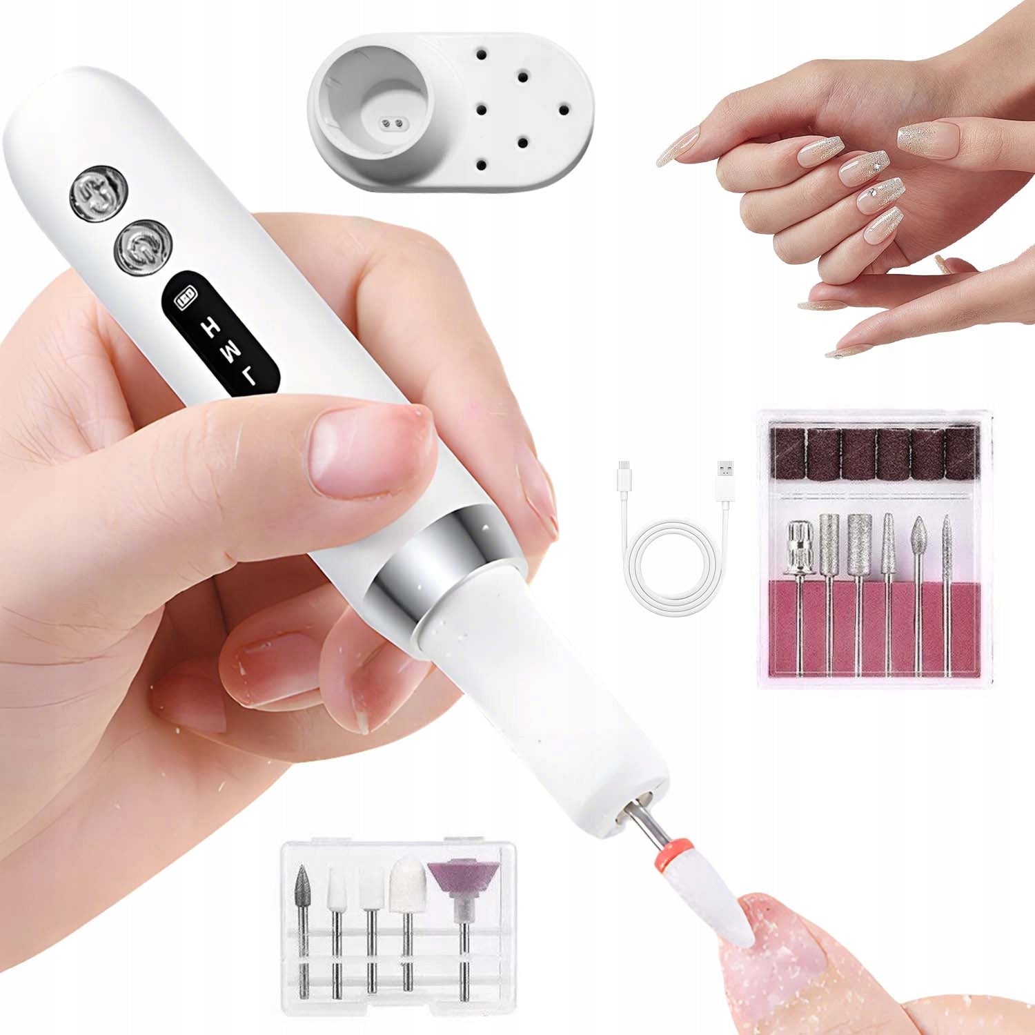 PROFESSIONAL ELECTRIC NAIL MILLING MACHINE WITH 12 STYLING TIPS
