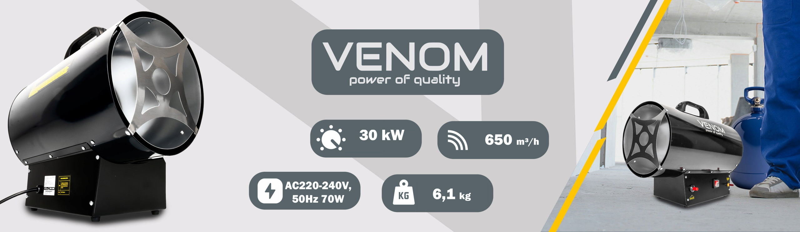 PROFESSIONAL GAS HEATER VENOM VN 1401 30KW ECONOMICAL LPG BLOWER EAN (GTIN) 5905930612109