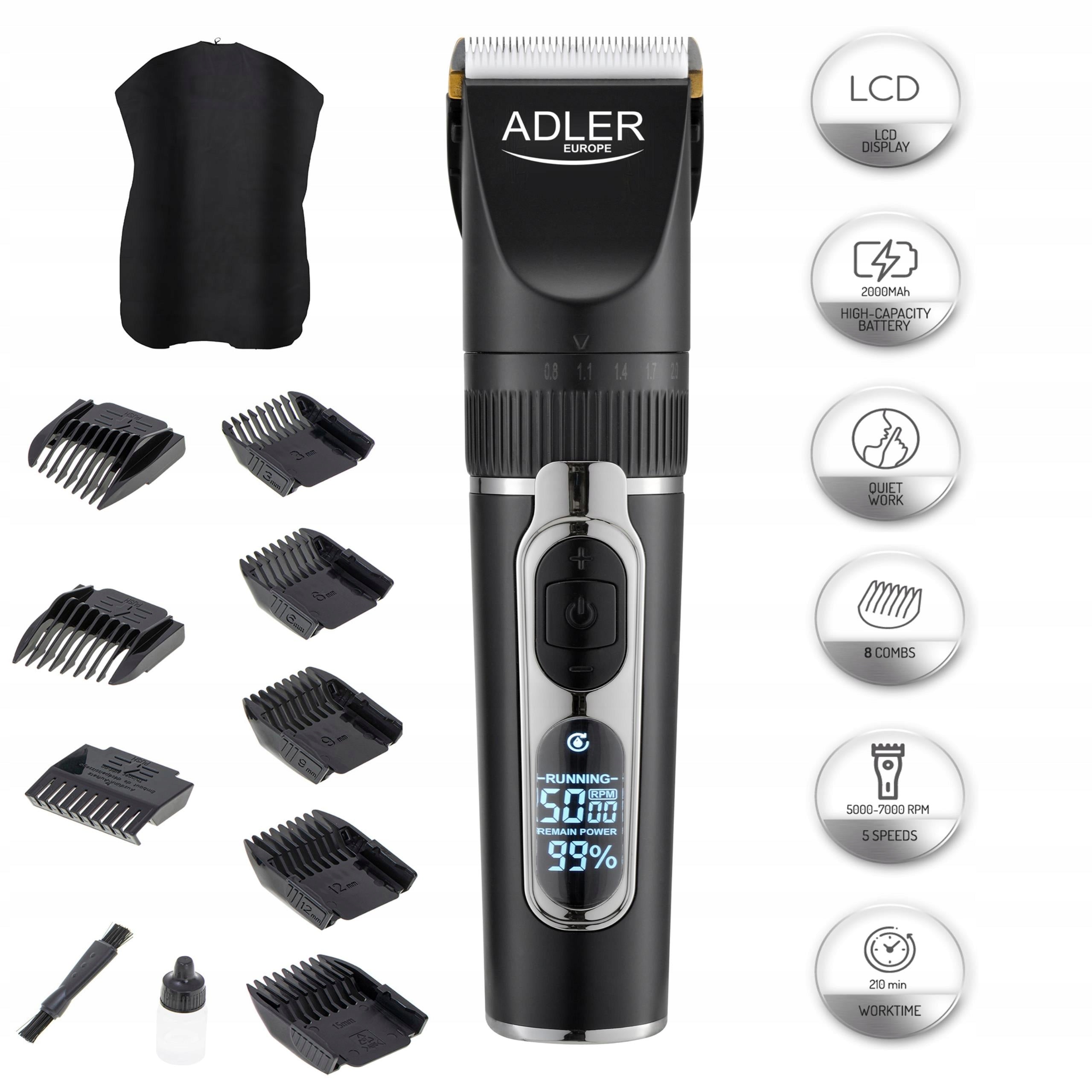 PROFESSIONAL HAIR CLIPPER WIRELESS LCD SHADING Packaging status original