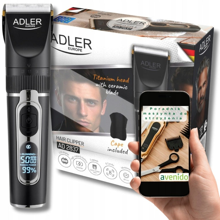 PROFESSIONAL HAIR CLIPPER WIRELESS LCD SHADING