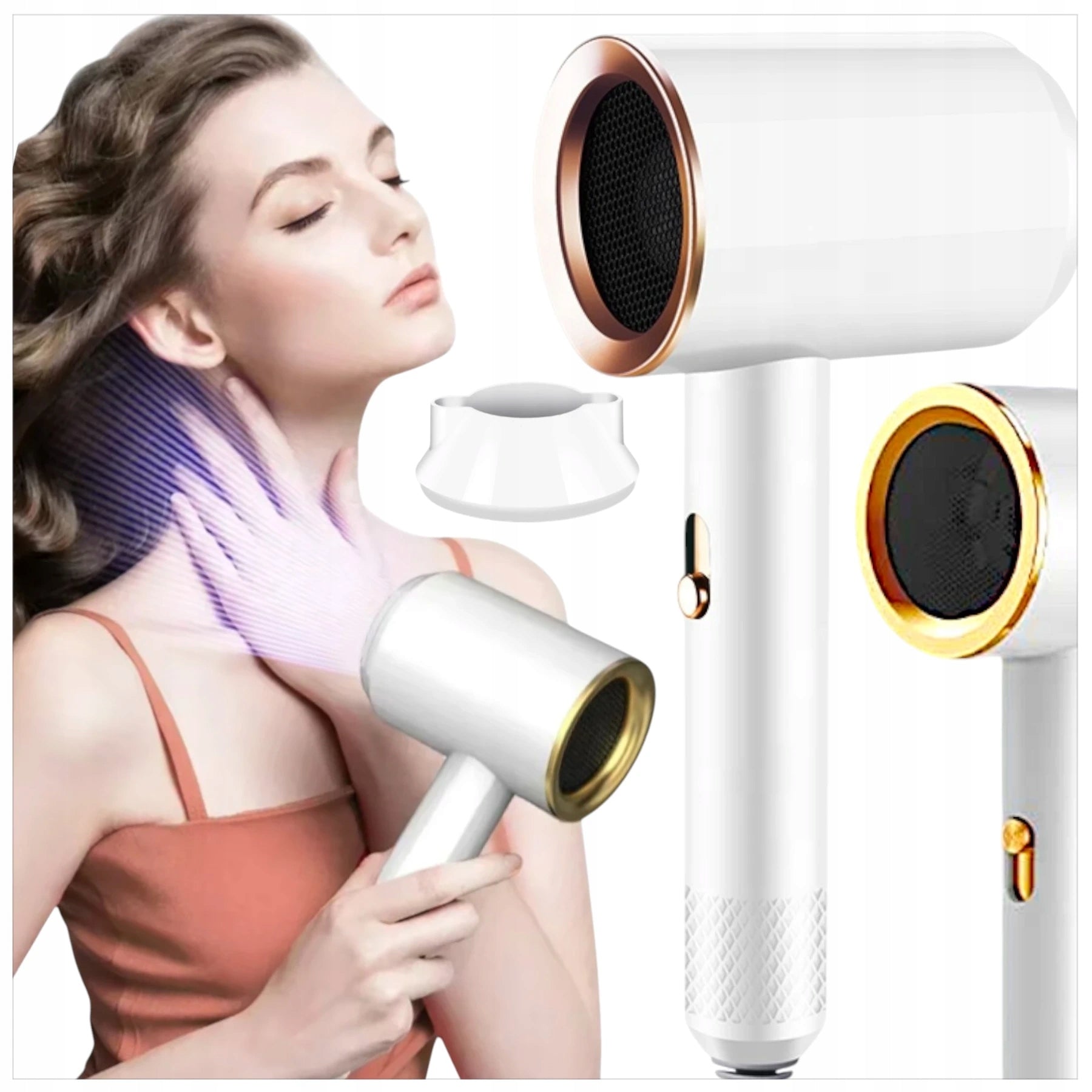 PROFESSIONAL HAIR DRYER CONCENTRATOR IONIZATION MEGA STRONG 2000W Packaging status original