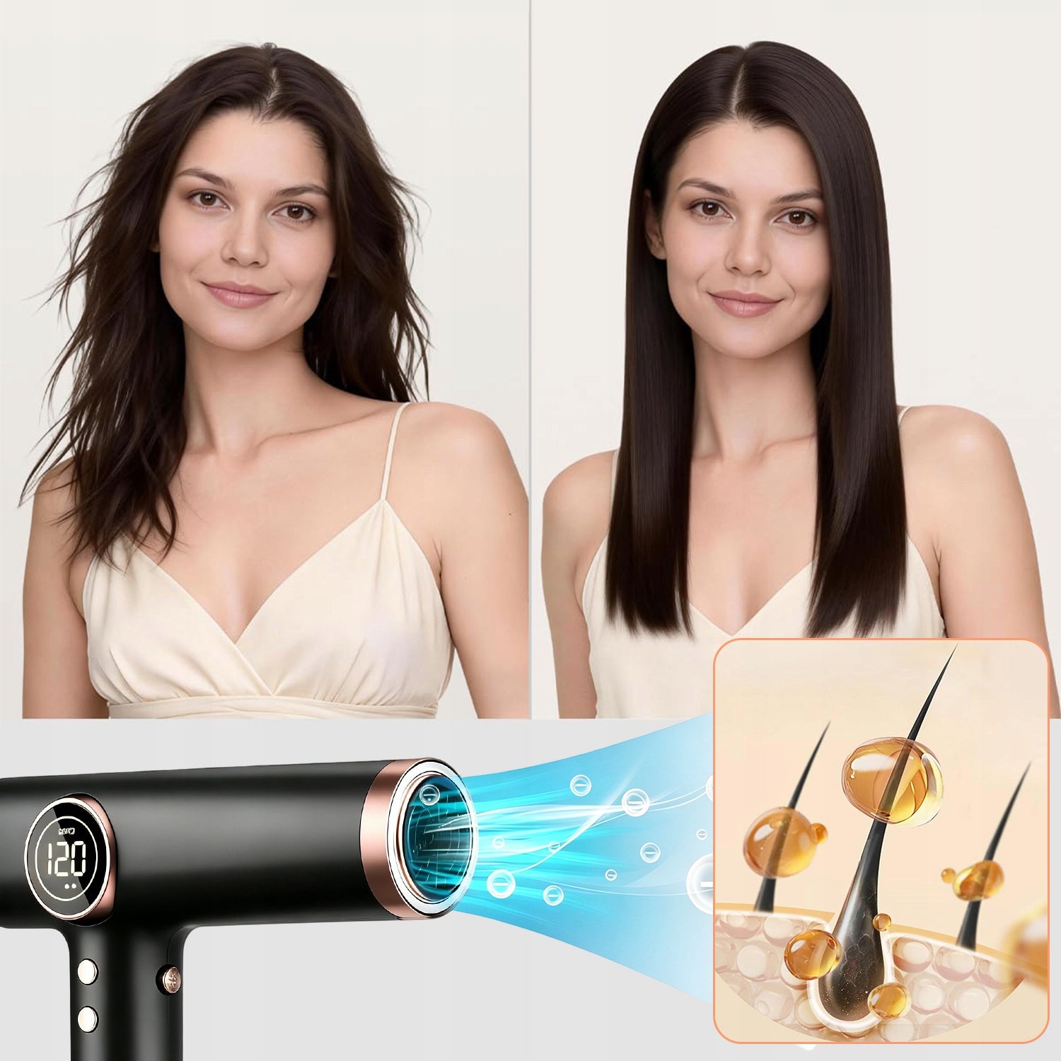 PROFESSIONAL HAIR DRYER IONIZATION 5 CAPS 1800W CURLING IRON STRONG Brand Telinult