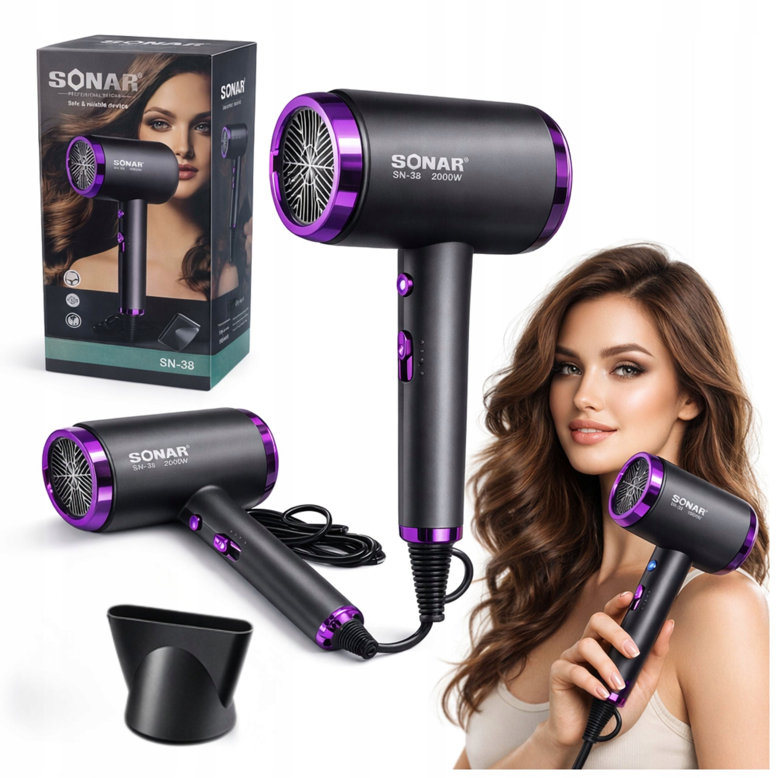 PROFESSIONAL HAIR DRYER IONIZATION HEALTHY HAIR CONCENTRATOR LED