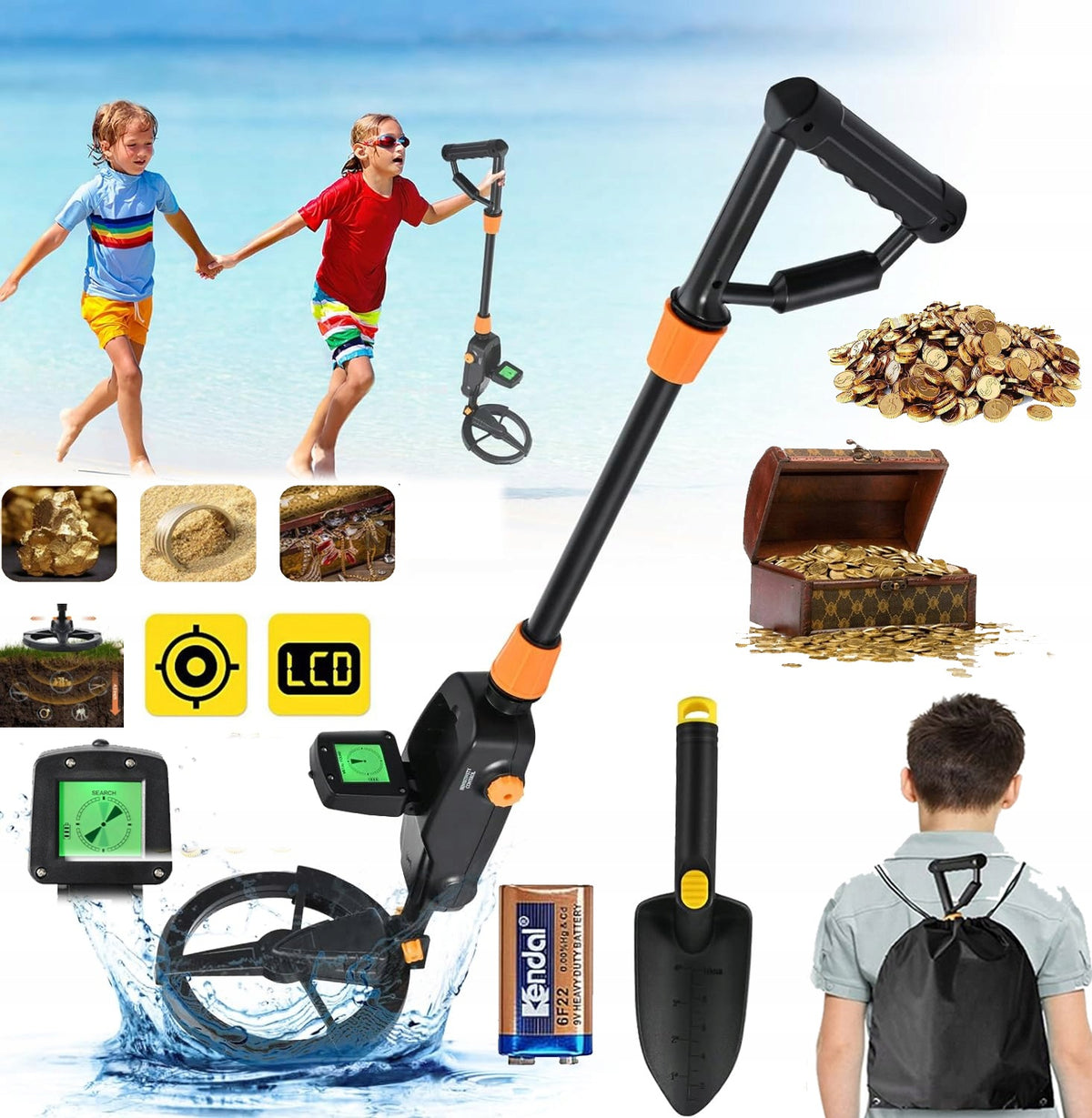 PROFESSIONAL LCD METAL DETECTOR FOR CHILDREN AND ADULTS