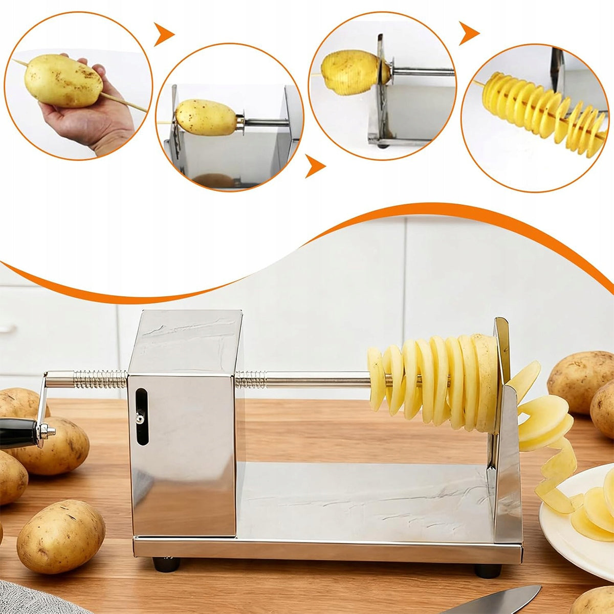 PROFESSIONAL MACHINE FOR TWISTED POTATOES CHIPS AND STICKS 3 BLADES