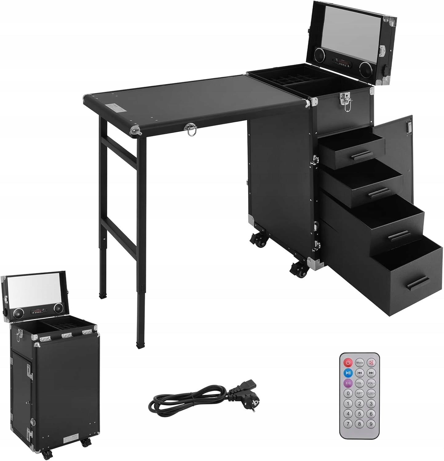 PROFESSIONAL MANICURE TABLE MOBILE FOLDING TRUNK ON WHEELS BLACK Manufacturer code 9082247
