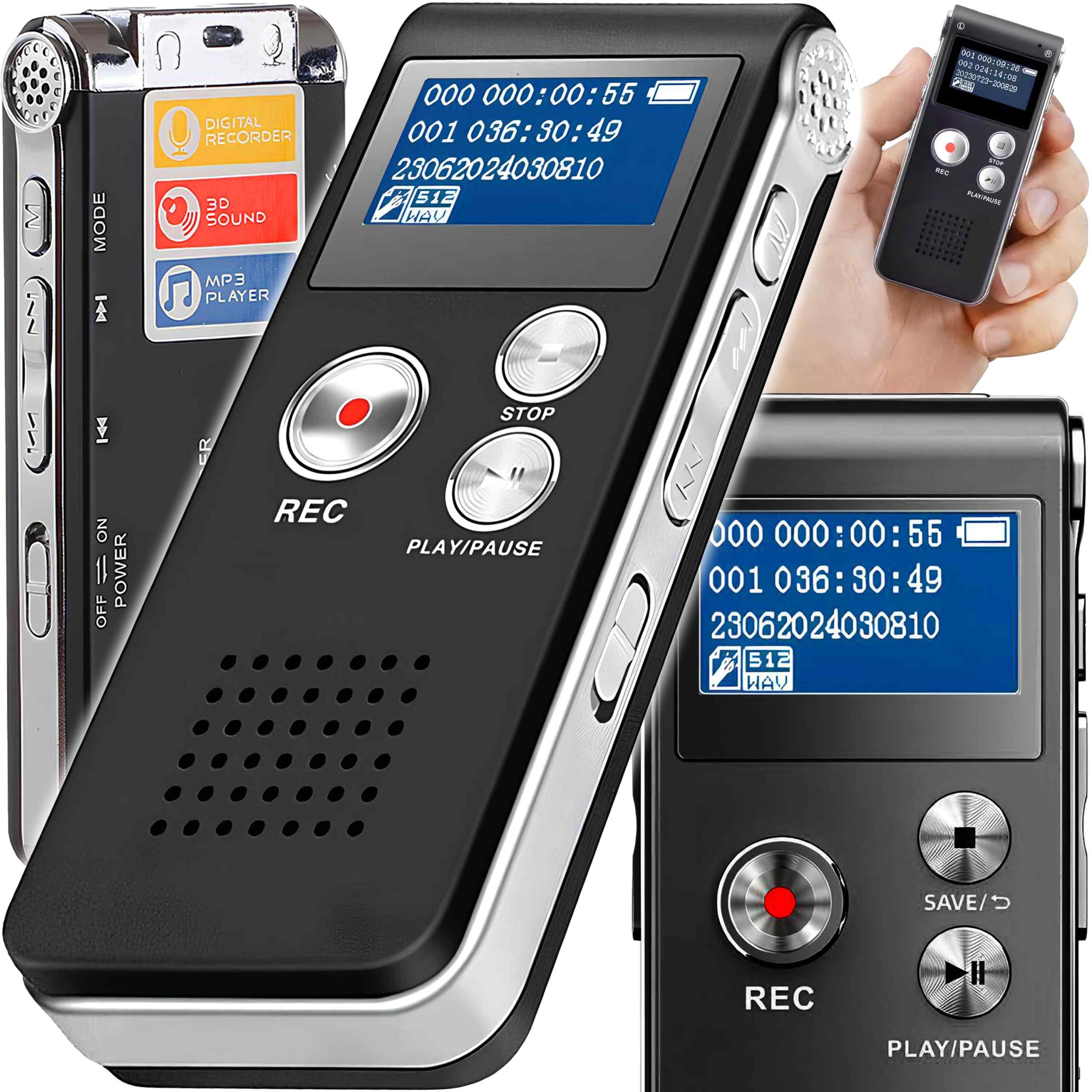 PROFESSIONAL MINI VOICE RECORDER SOUND DETECTION SIMPLE OPERATION PL MENU