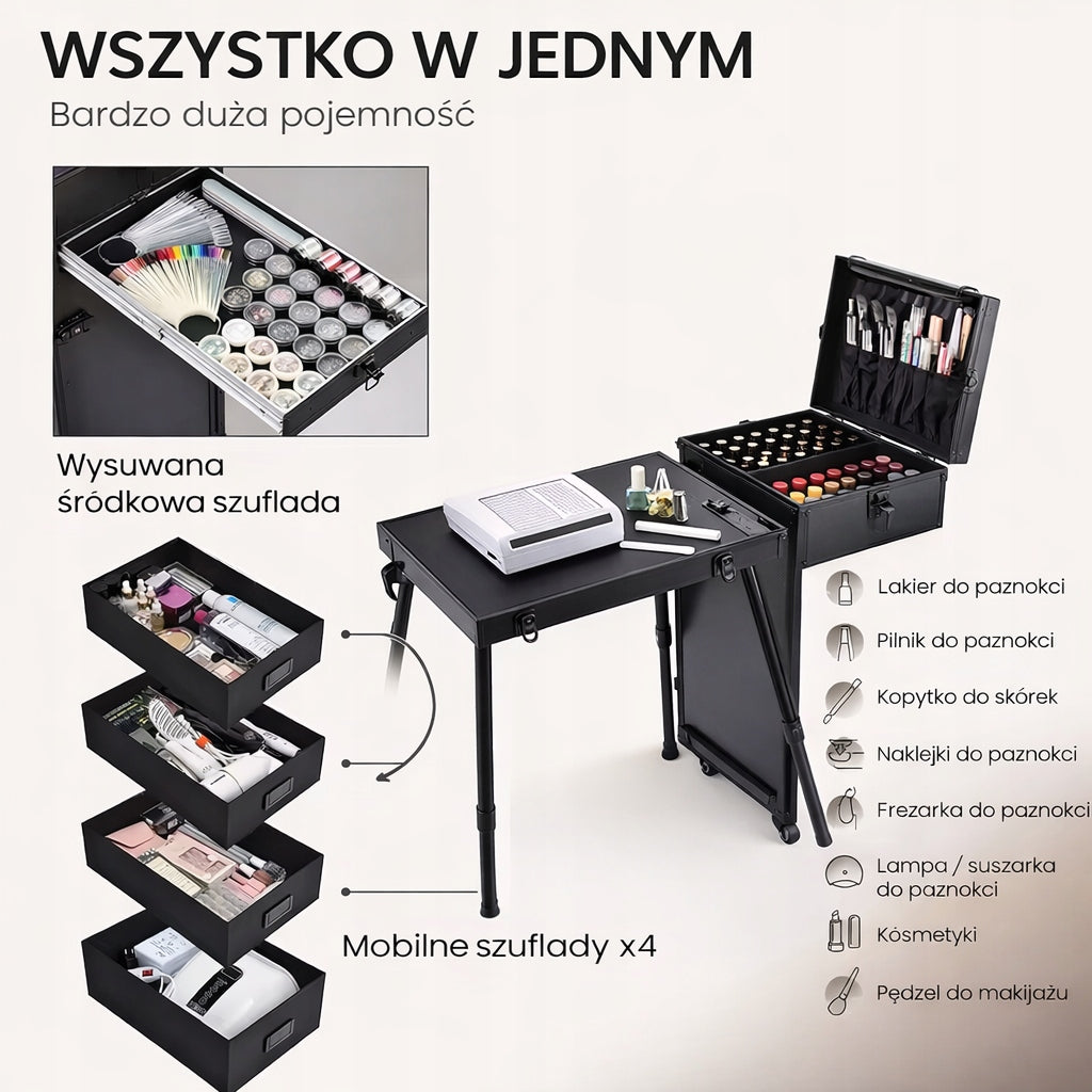 PROFESSIONAL MOBILE MANICURE TABLE FOLDING TRUNK WITH WHEELS Brand no brand