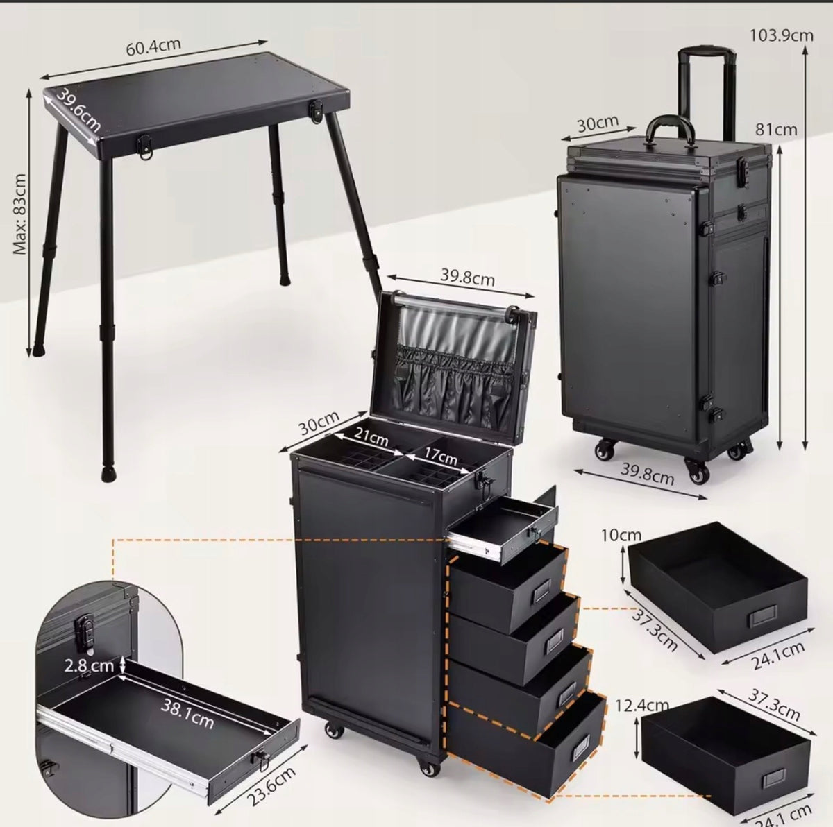 PROFESSIONAL MOBILE MANICURE TABLE FOLDING TRUNK WITH WHEELS EAN (GTIN) 644688865447