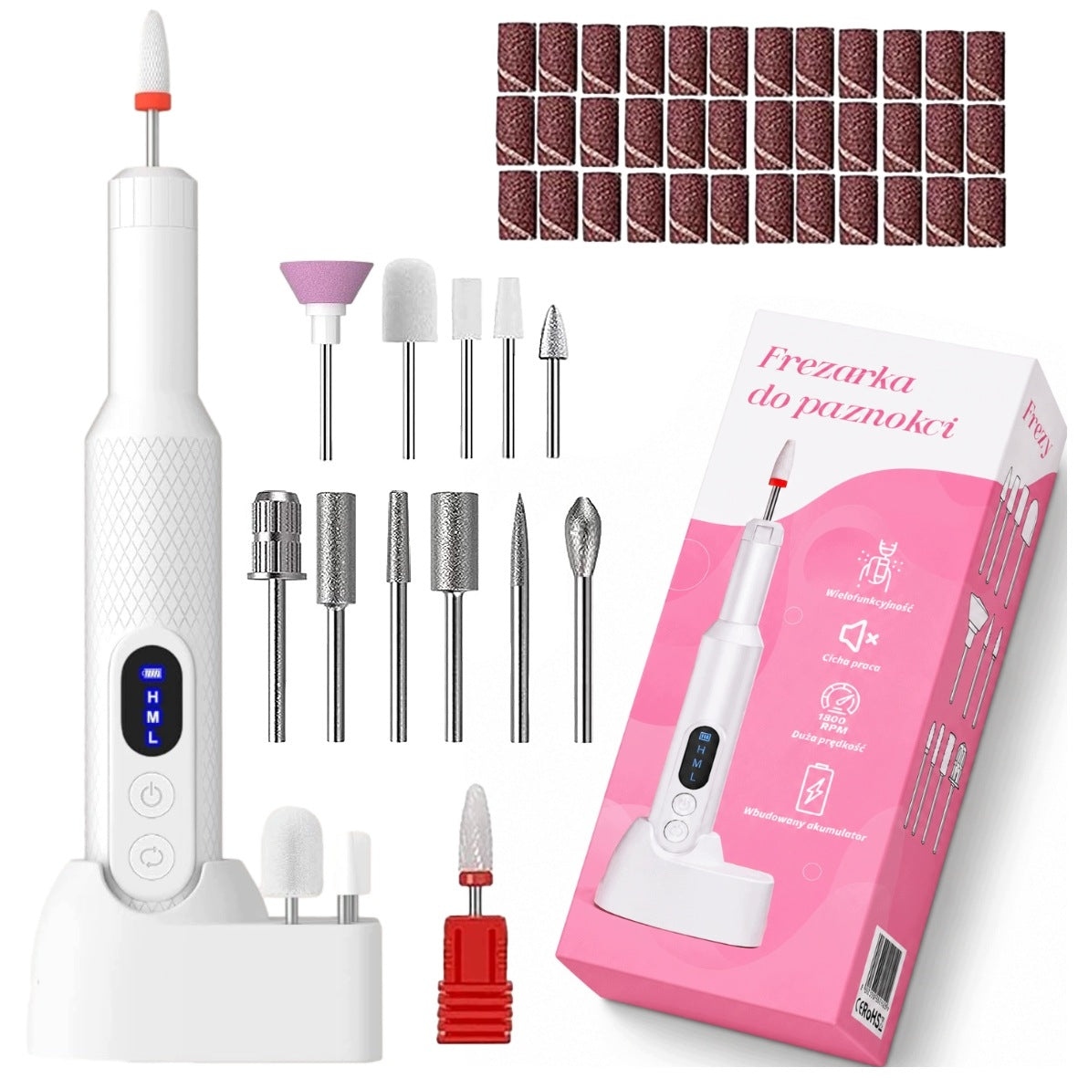 PROFESSIONAL NAIL MILLING MACHINE MANICURE AND PEDICURE WIRELESS SET Packaging status original