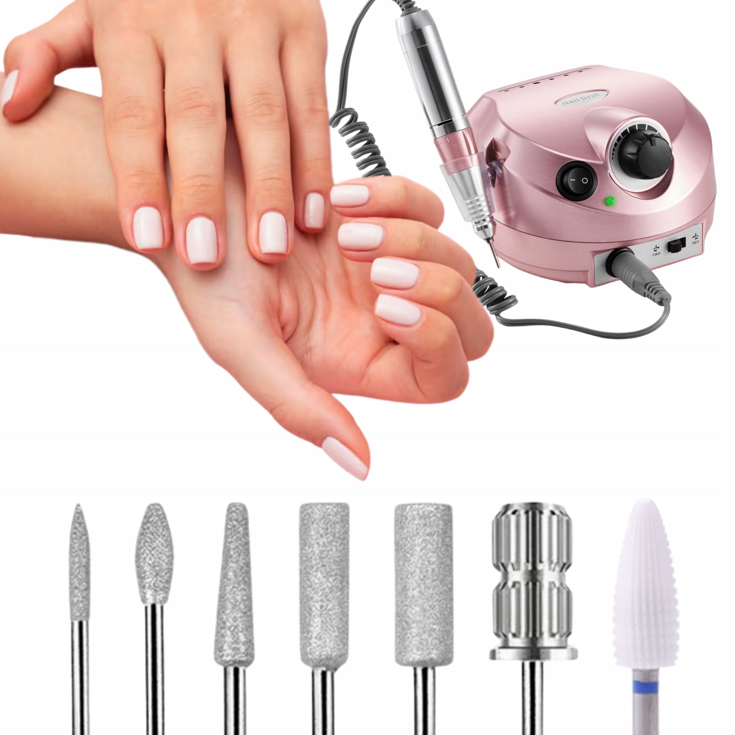 PROFESSIONAL NAIL MILLING MANICURE PEDICURE STRONG 80W CUTTERS SET Manufacturer code Frezarka do paznokci zestaw z frezami mocna